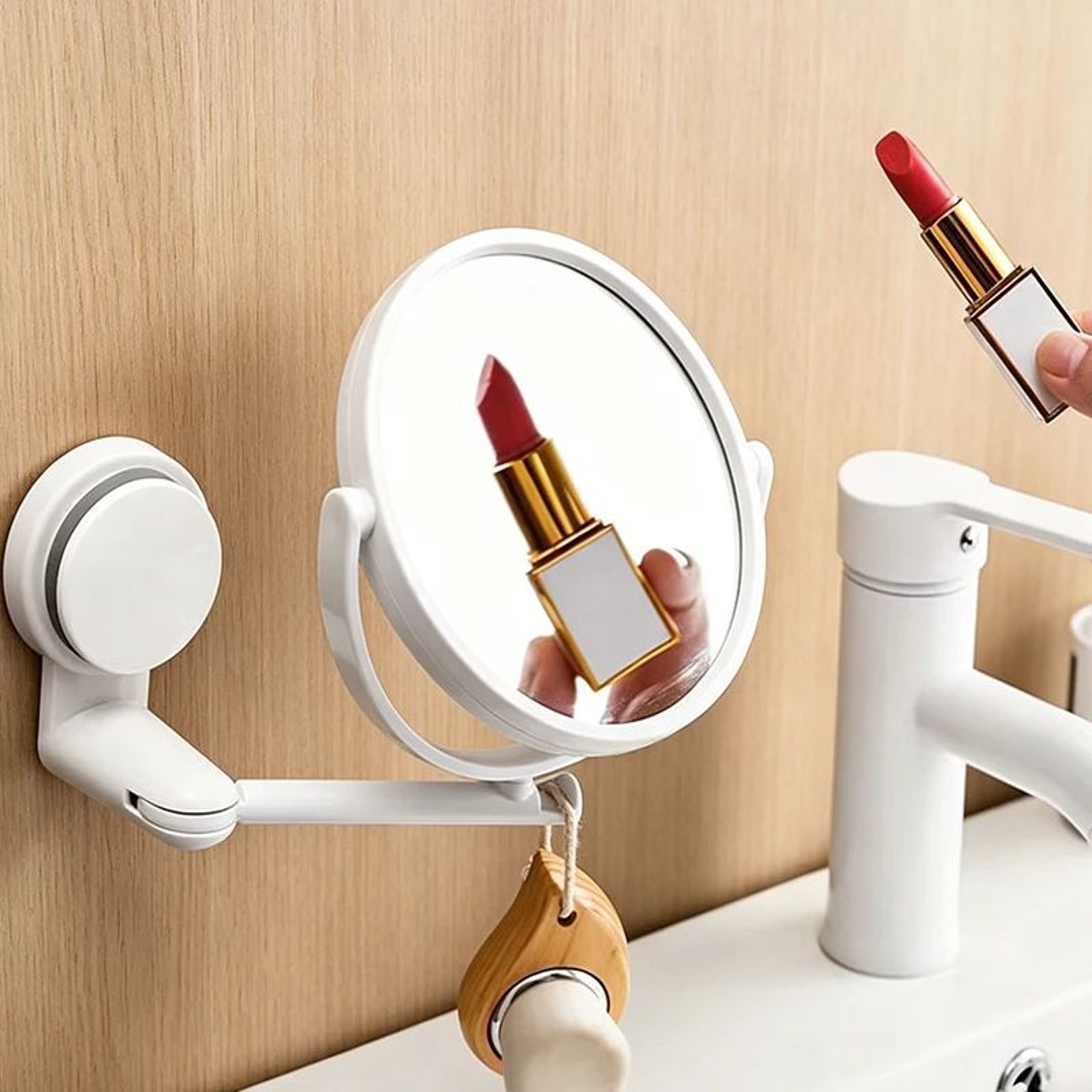 Adjustable Swivel Makeup Mirror  3X Magnifying DoubleSided Vanity Mirror With Suction Wall Mount  B 2