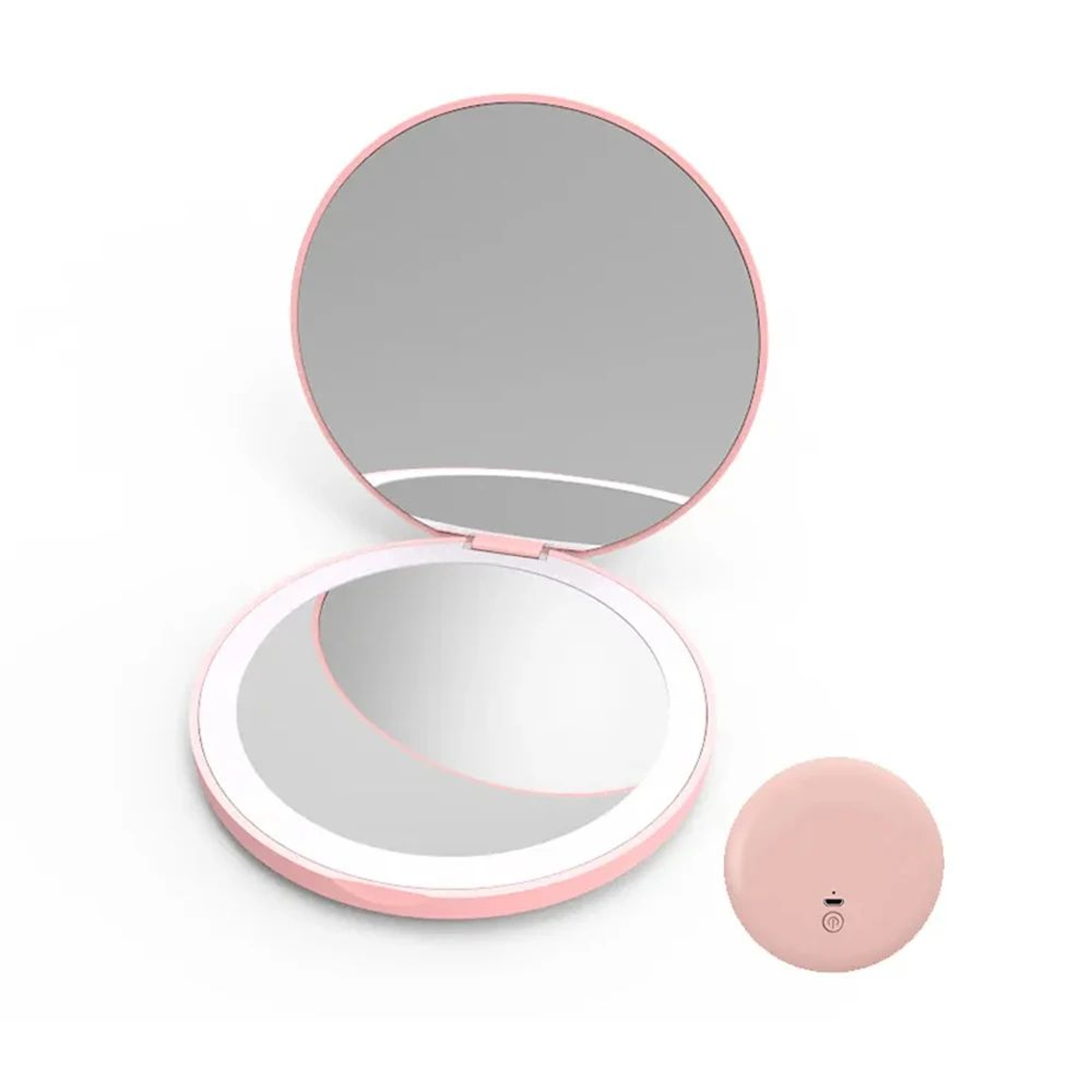 Pocket LED Makeup Mirror  Portable Folding Round 2X Magnifying Lighted Compact Mirror For Travel Pu 0