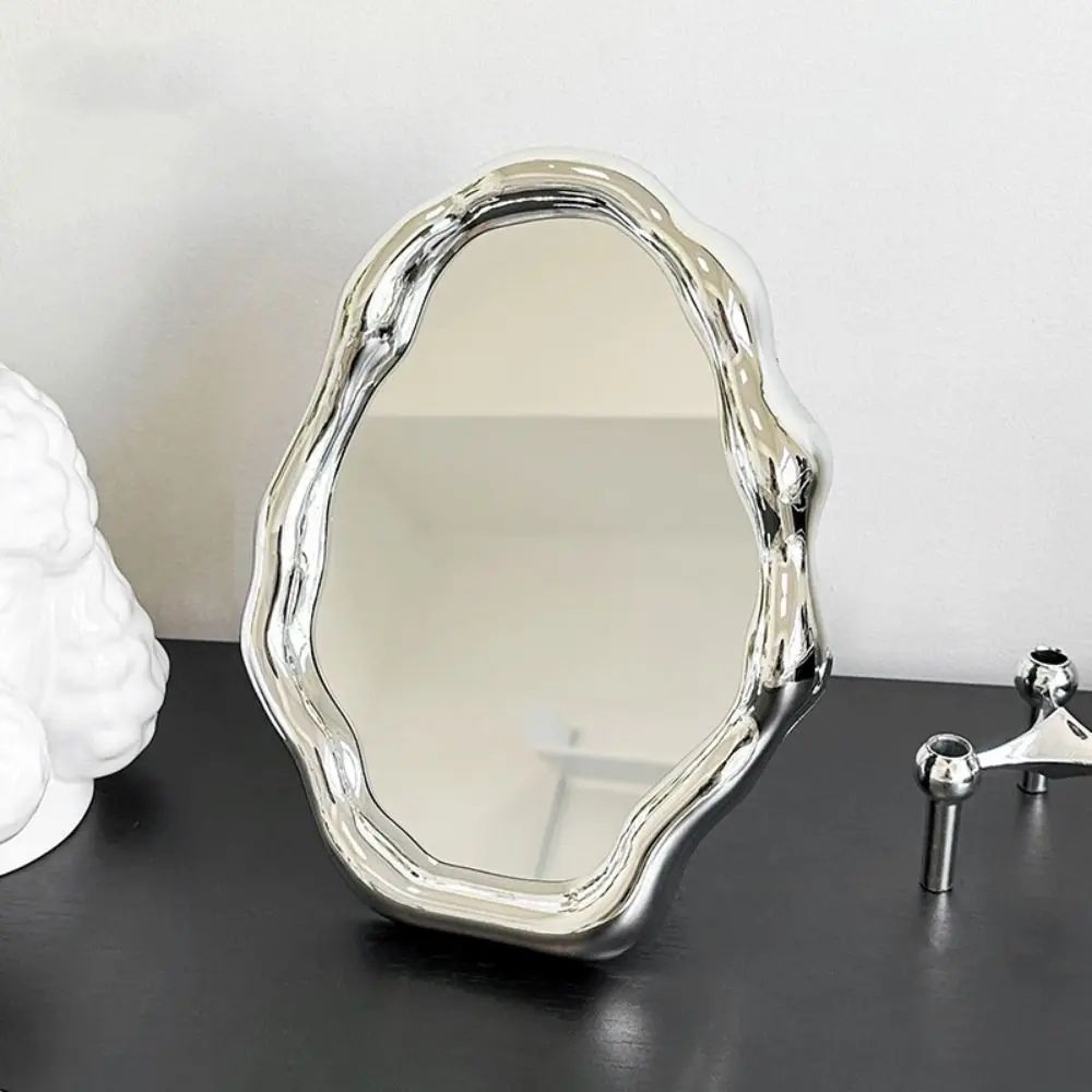 Irregular CloudShaped Vanity Mirror  Folding Desktop Makeup Mirror For Bedroom Dresser Tabletop  Mo 4