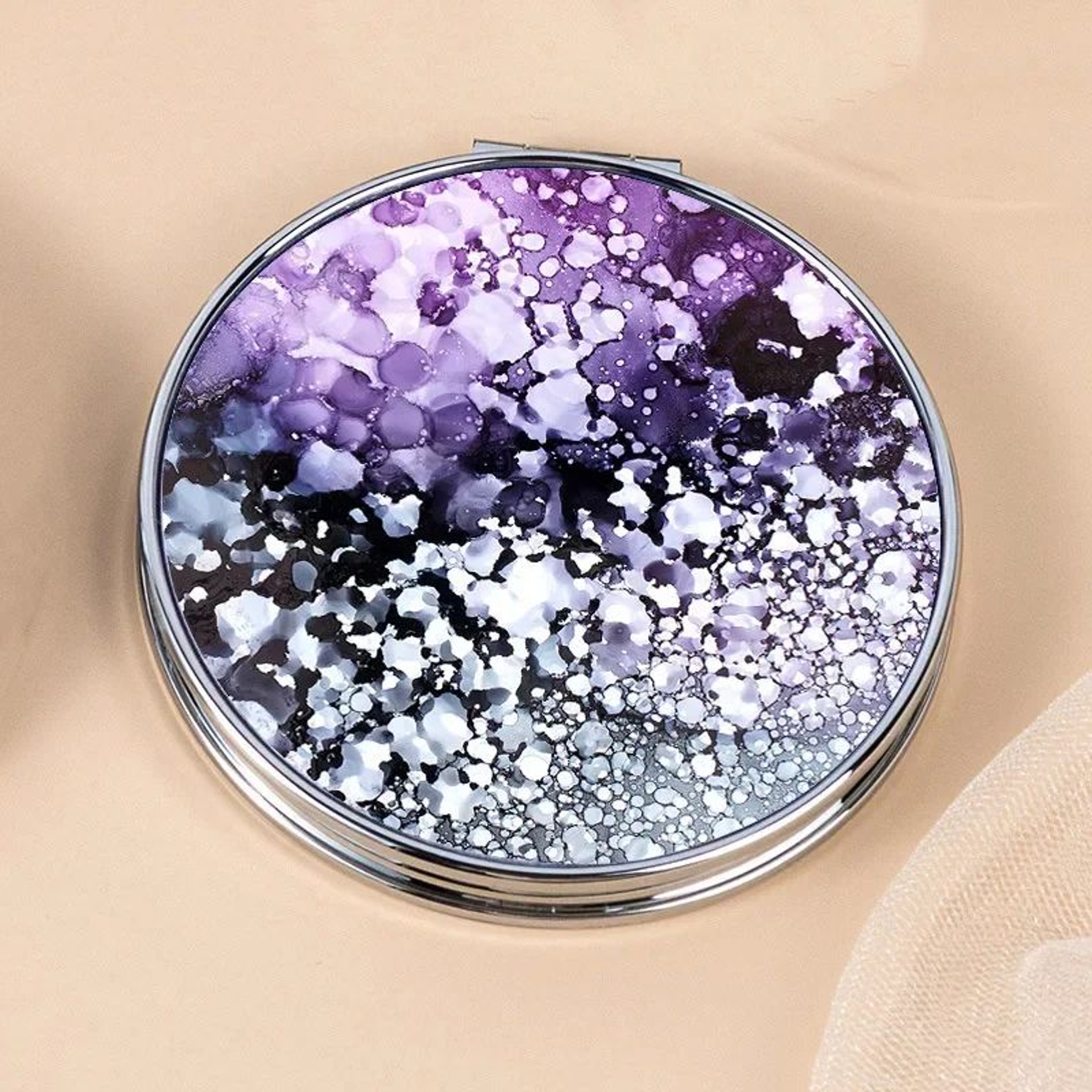 Vintage Stripe Mini Compact Makeup Mirror  Portable Handheld Pocket Bag Mirror In Green Purple Blue 9