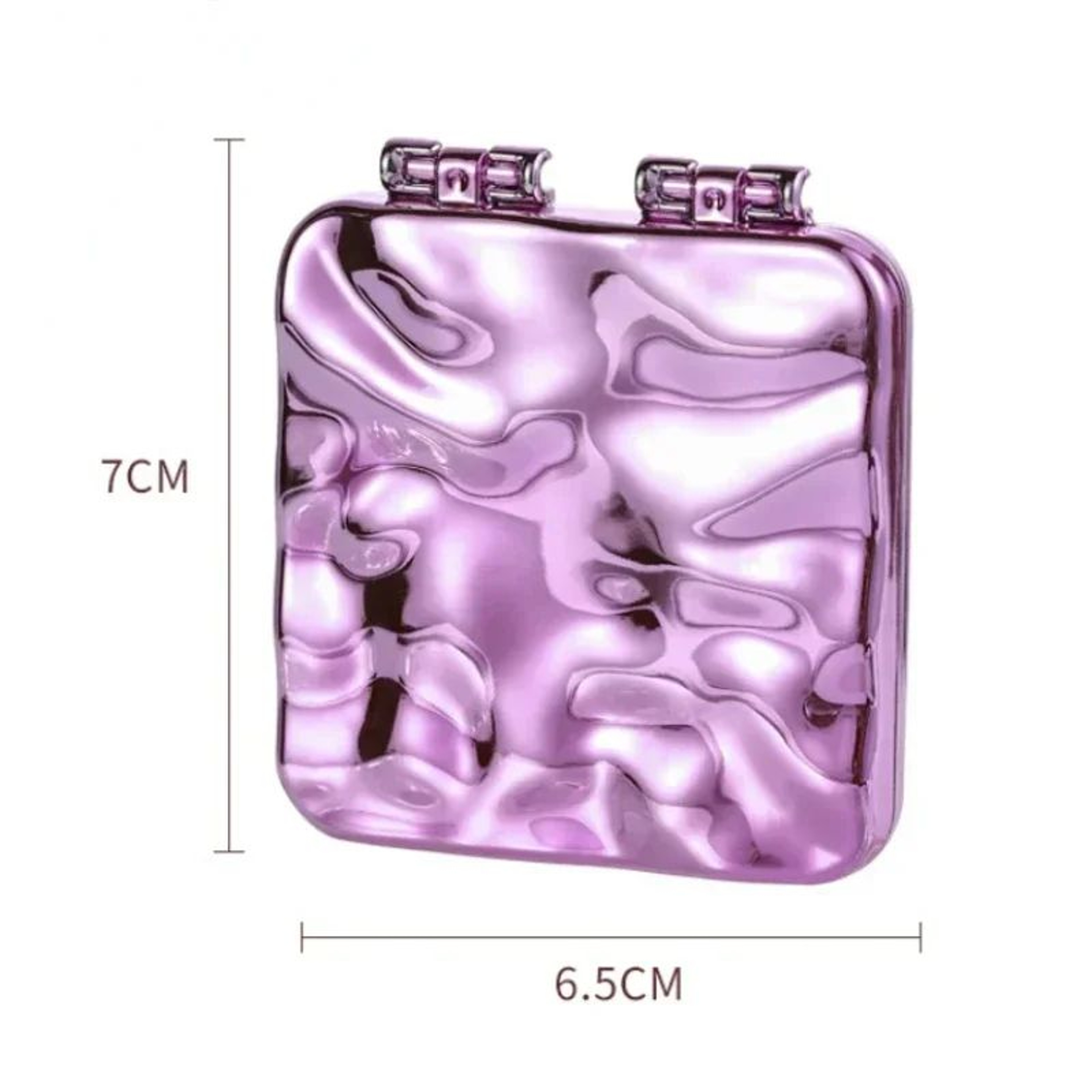 Mini Square DoubleSided Folding Makeup Mirror  Compact Plated Pocket Vanity Mirror For Travel Purse 5