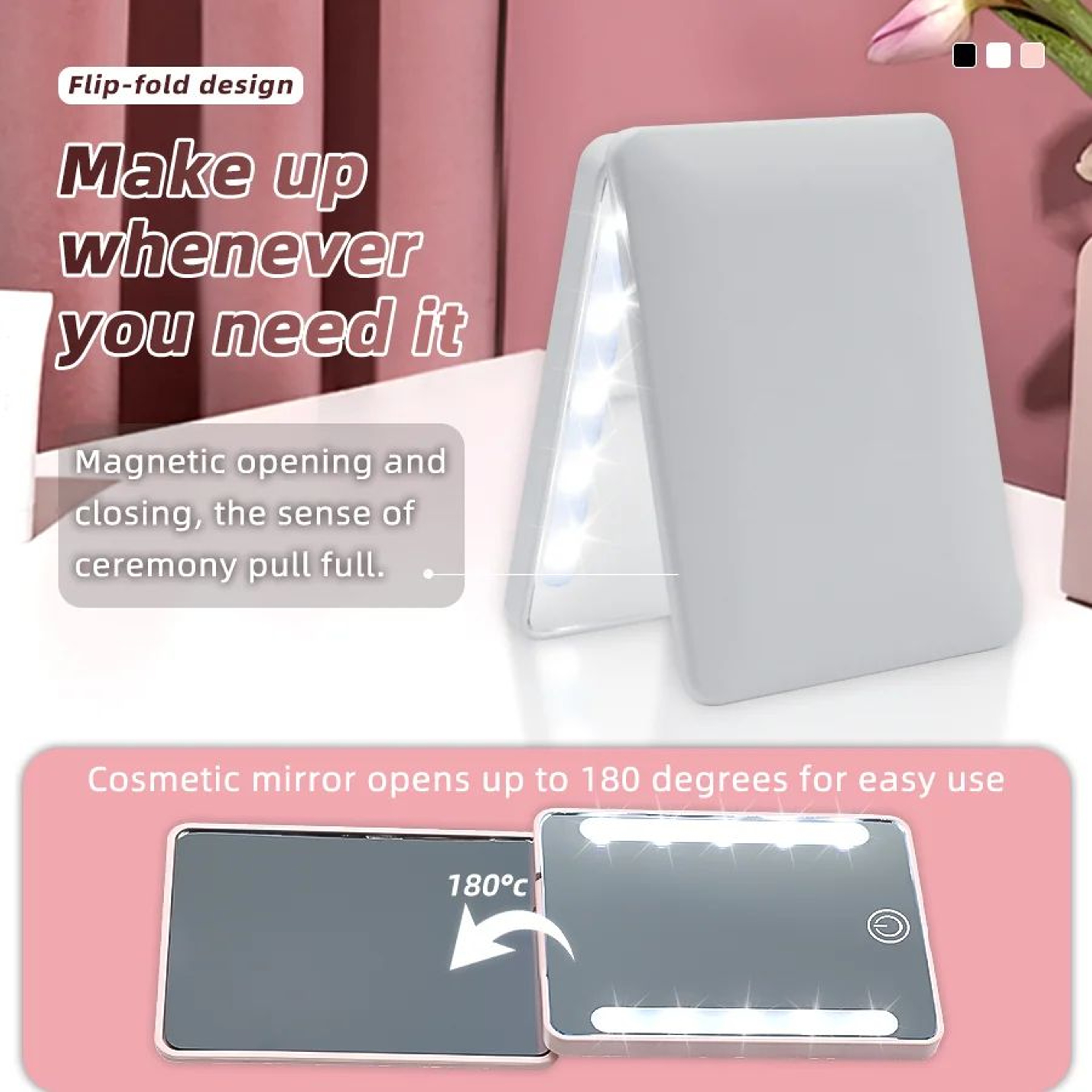 Rechargeable Pocket Makeup Mirror  DoubleSided 1X 2X Magnifying Lighted Compact Vanity Mirror For T 2
