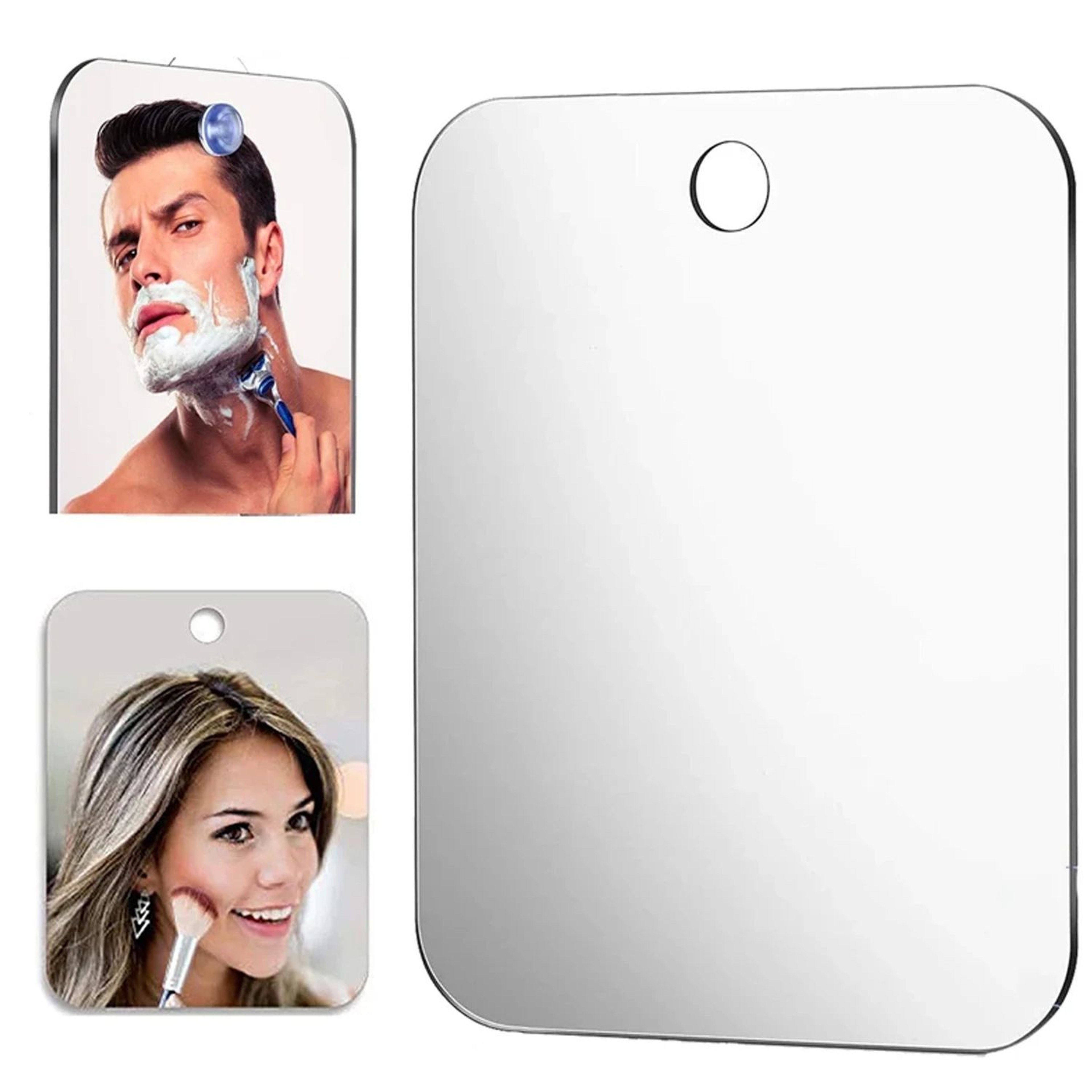 6 In Acrylic AntiFog Shower Mirror  Wall Suction Rectangle Shaving Makeup Mirror For Bathroom Trave 0