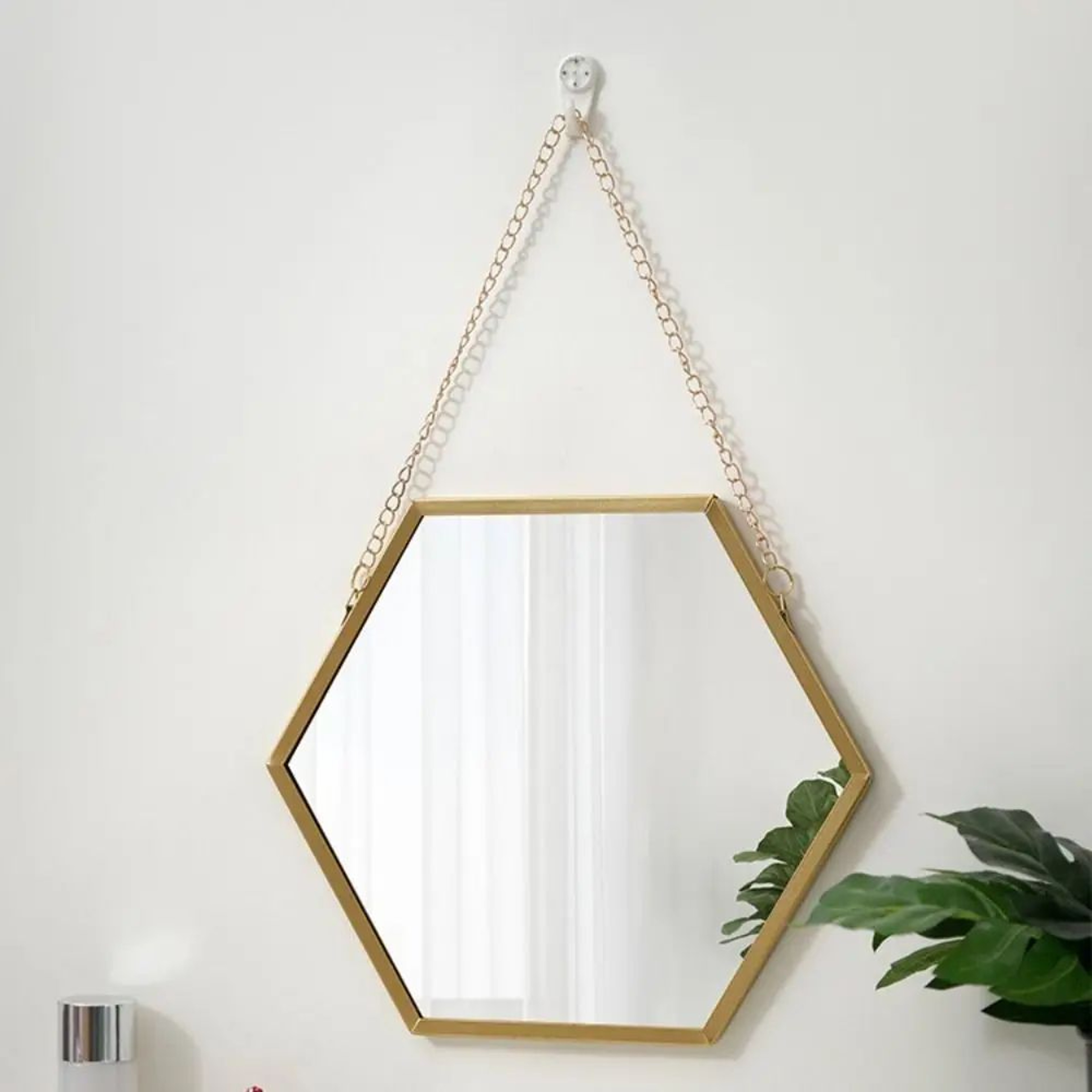 Gold Hexagonal Hanging Wall Mirror  Nordic Iron Chain Decorative Cosmetic Mirror For Bedroom Bathro 4
