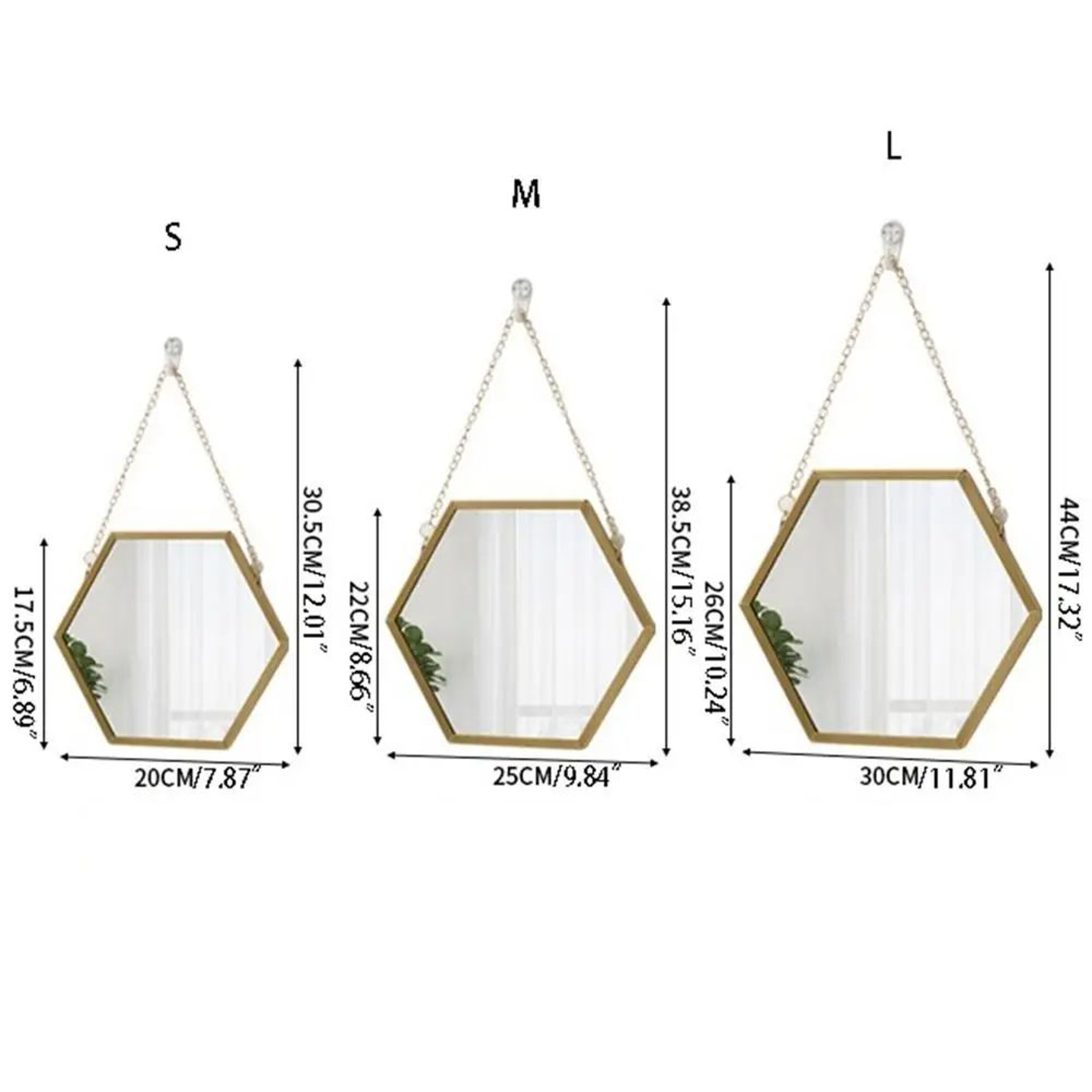 Gold Hexagonal Hanging Wall Mirror  Nordic Iron Chain Decorative Cosmetic Mirror For Bedroom Bathro 5