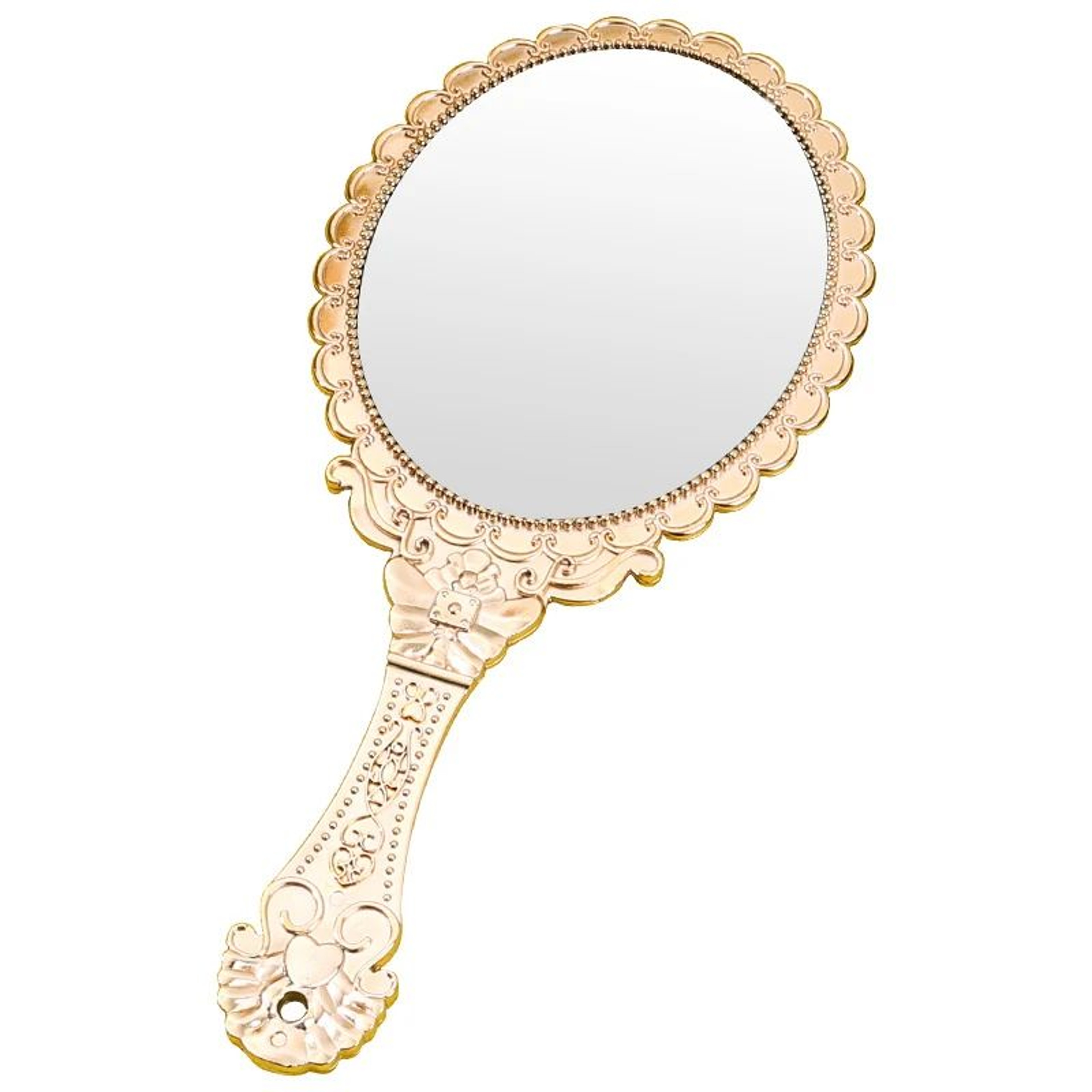 Rose Gold Vintage Handheld Makeup Mirror  Elegant Oval Compact Vanity Mirror For Travel Makeup Salo 4