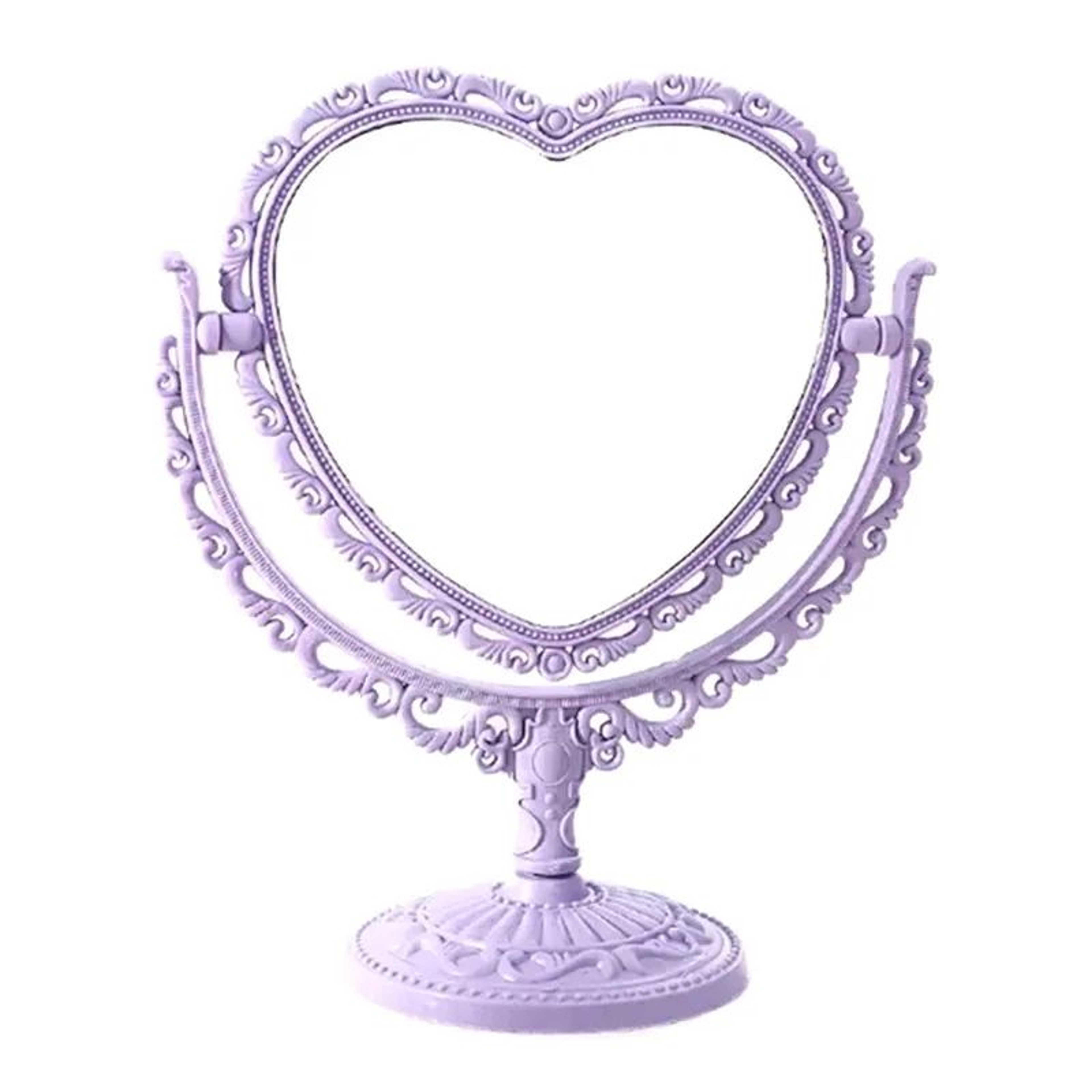 HeartShaped DoubleSided Makeup Mirror  1X Magnification Portable Desktop Vanity Mirror With Stable  4