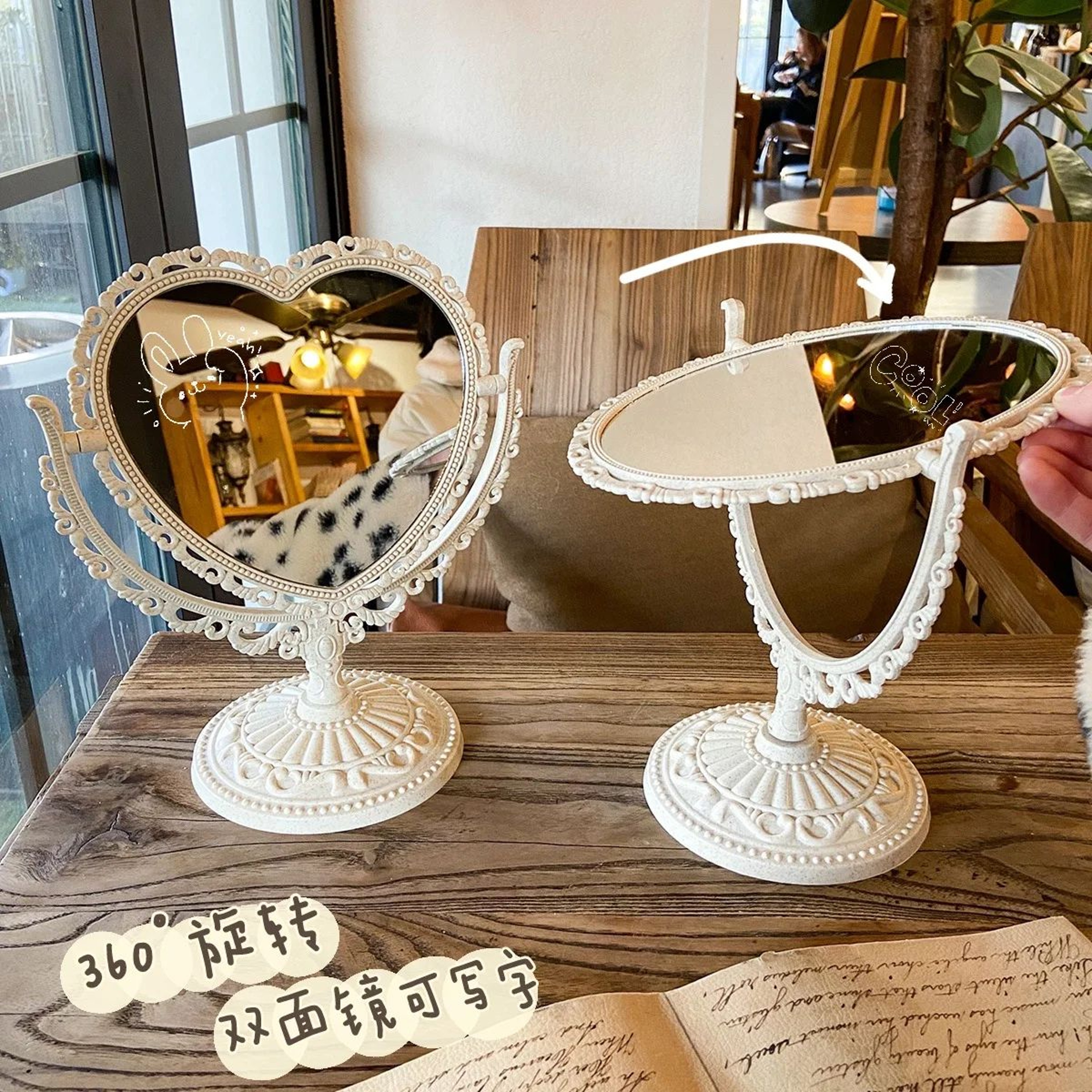 European Retro Desktop Makeup Mirror  HeartShaped  Oval Vanity Dressing Mirror For Bedroom Dorm Dec 2