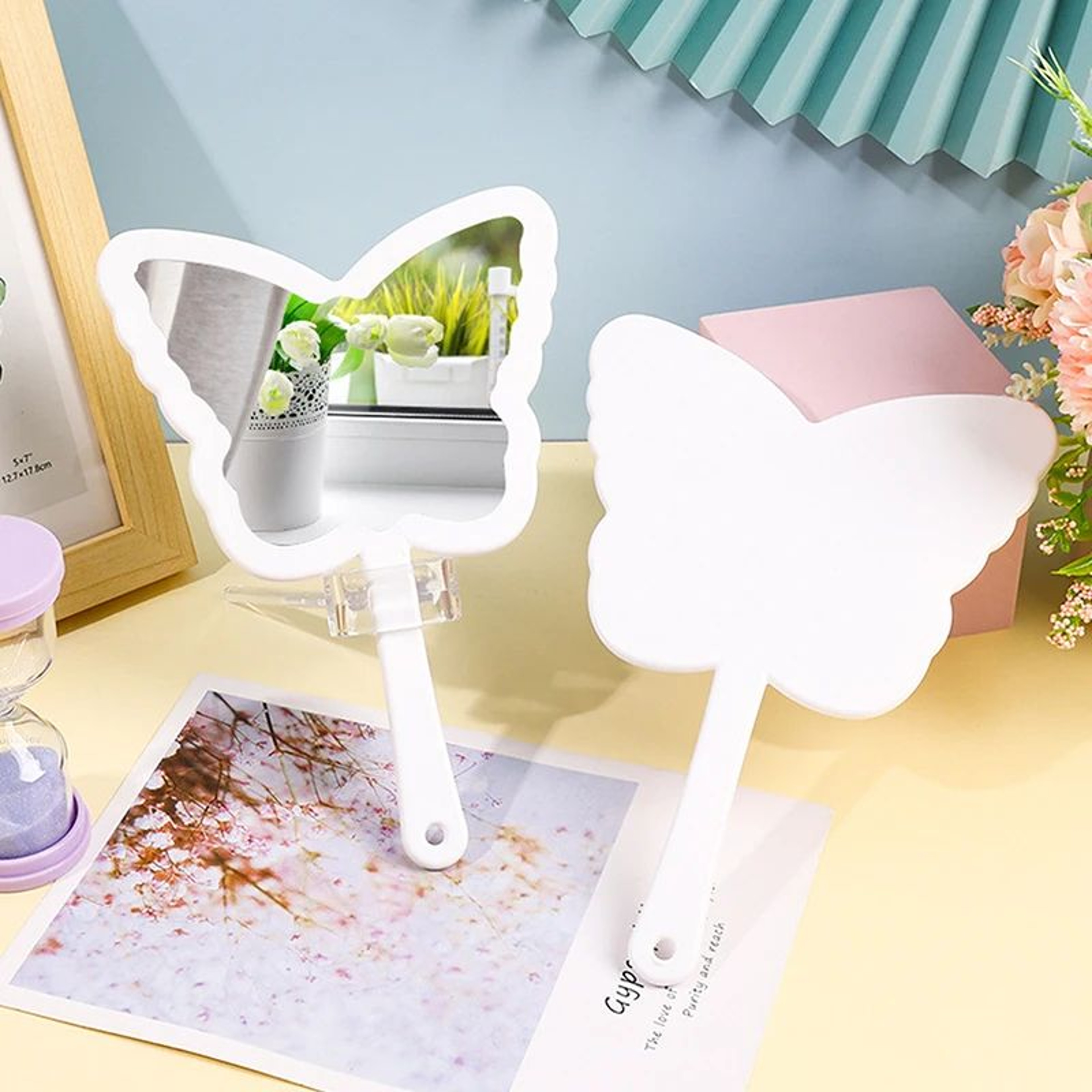 Butterfly Handheld Makeup Mirror  Portable Decorative Beauty Mirror For Eyelash Extensions Salon Tr 9