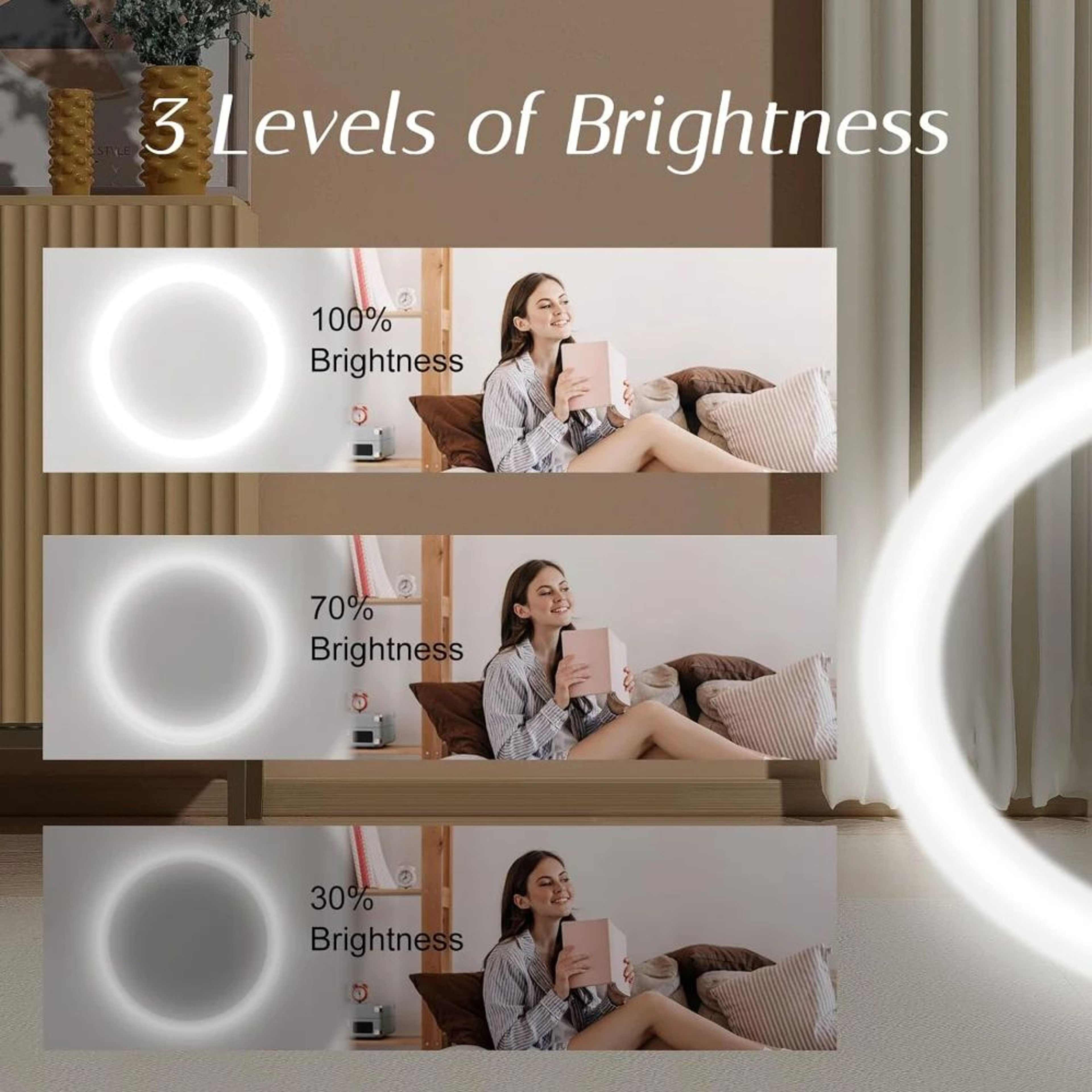 LED Compact Makeup Mirror  1X 3X Magnifying USB Rechargeable Pocket Purse Mirror For Women Travel B 3