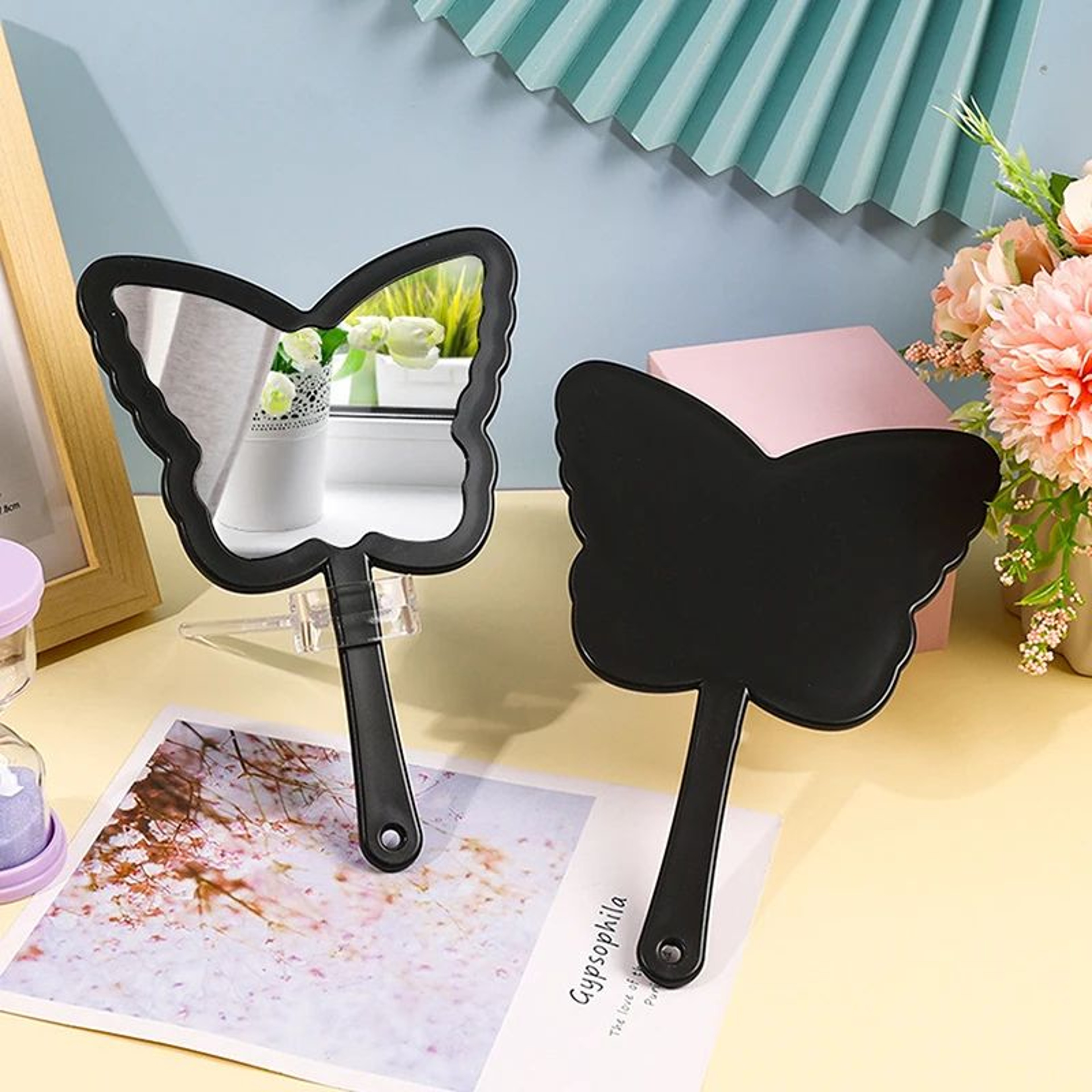 Butterfly Handheld Makeup Mirror  Portable Vanity Mirror For Eyelash Extensions Salon Travel  Gifts 6