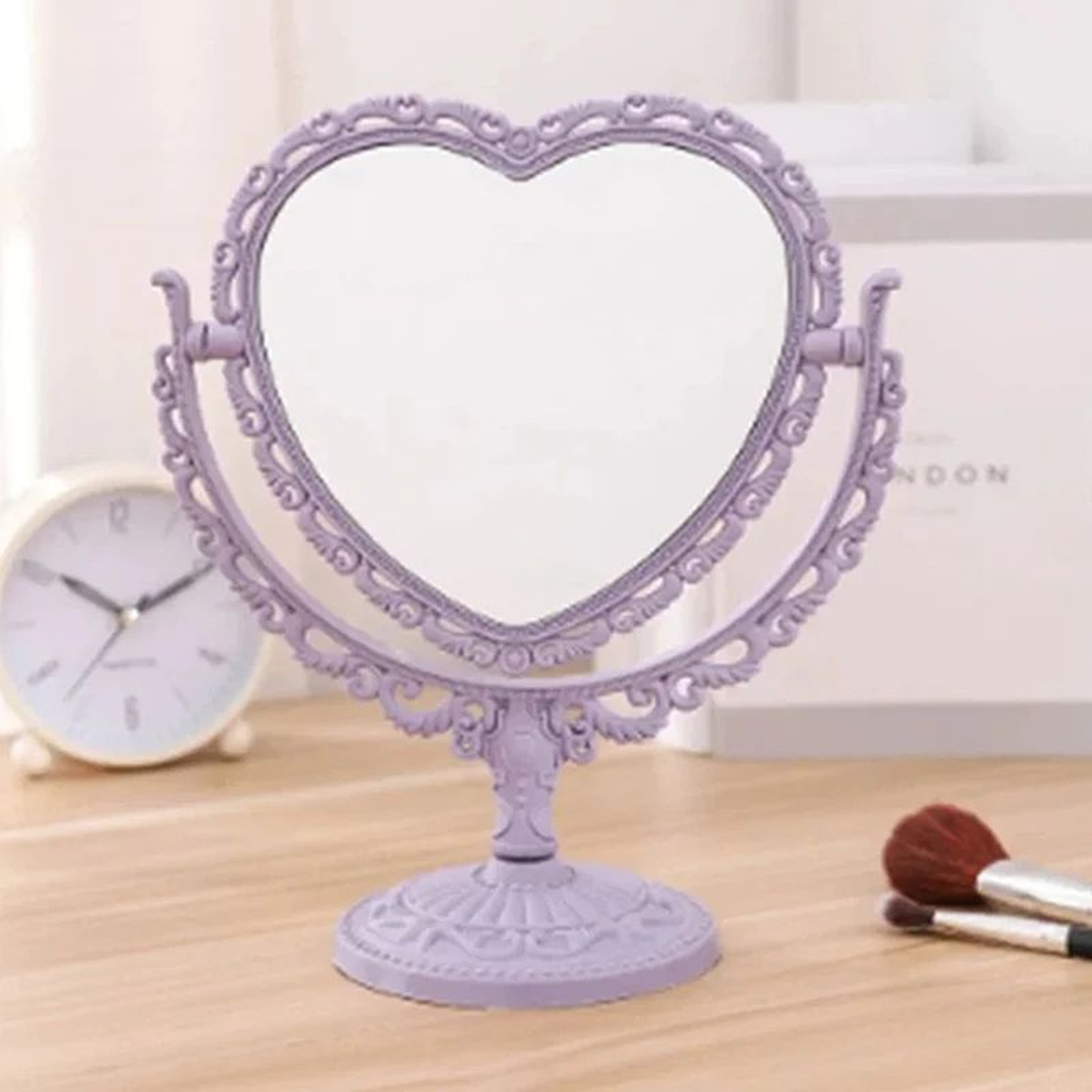 Heart Shaped DoubleSided Vanity Mirror  Portable Desktop Makeup Magnifying Mirror With Stable Stand 9