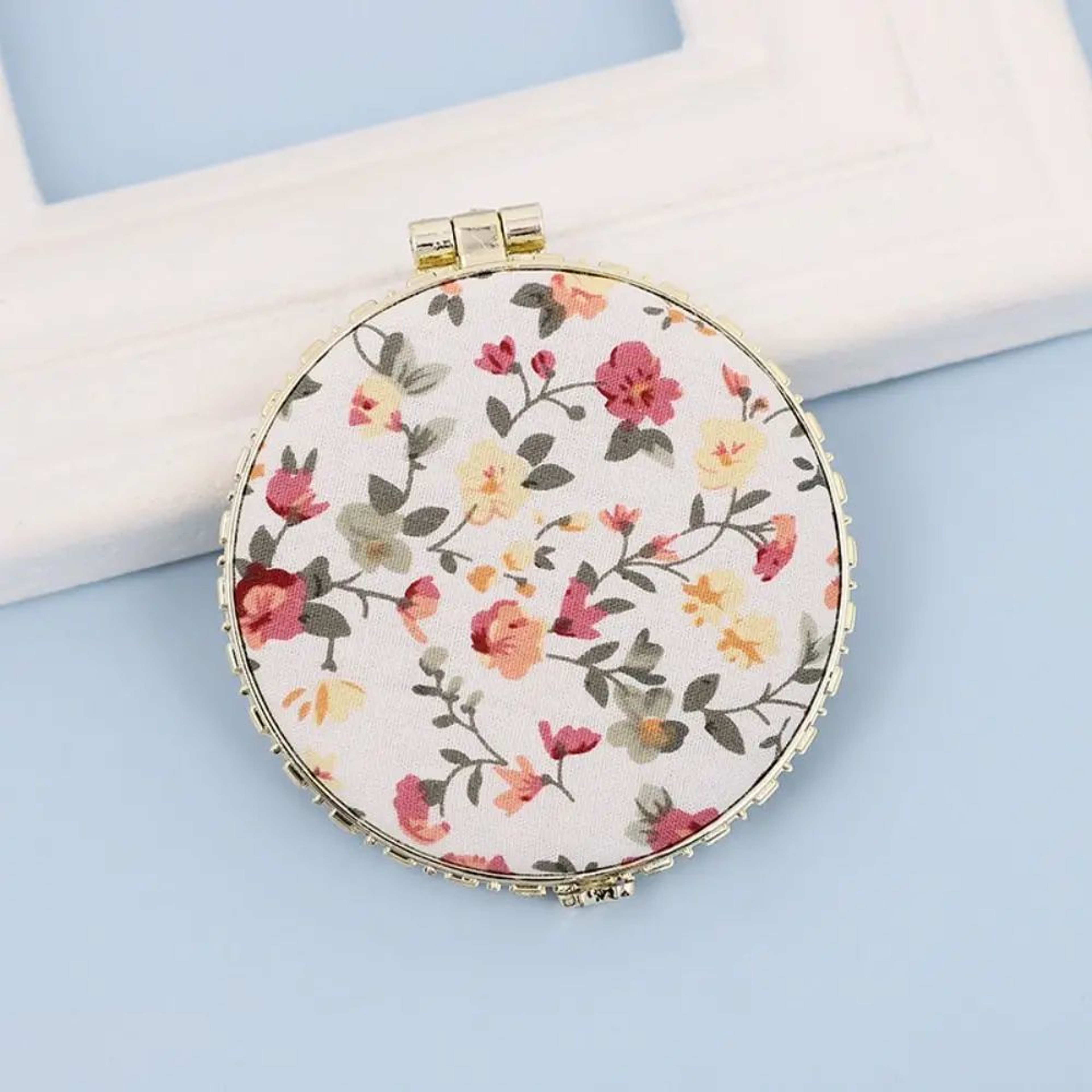 Vintage Floral Pocket Makeup Mirror – Foldable Mini Compact Hand Mirror with Cloth Cover for Purse Travel & Touch Ups – view 7