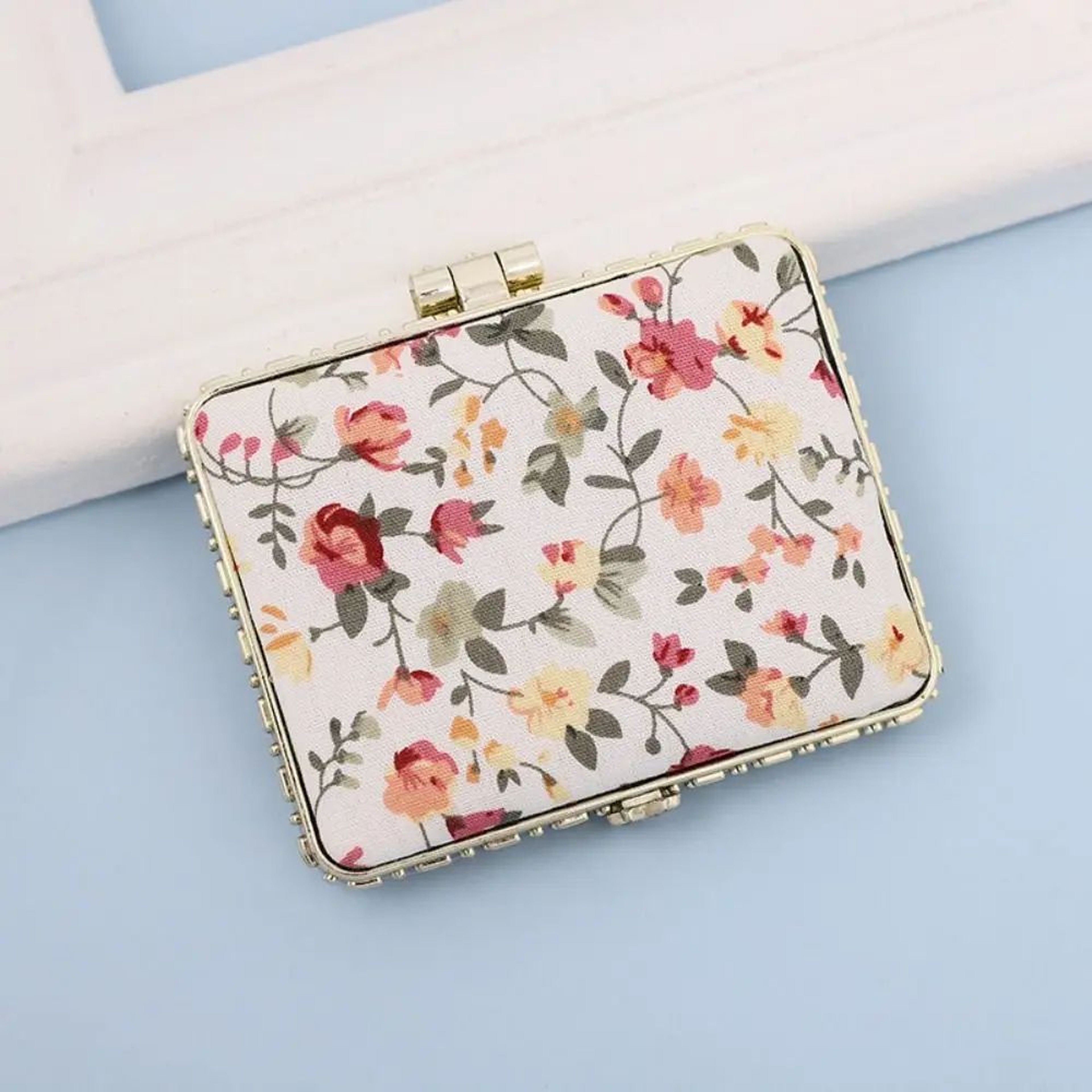Vintage Floral Pocket Makeup Mirror – Foldable Mini Compact Hand Mirror with Cloth Cover for Purse Travel & Touch Ups – view 13