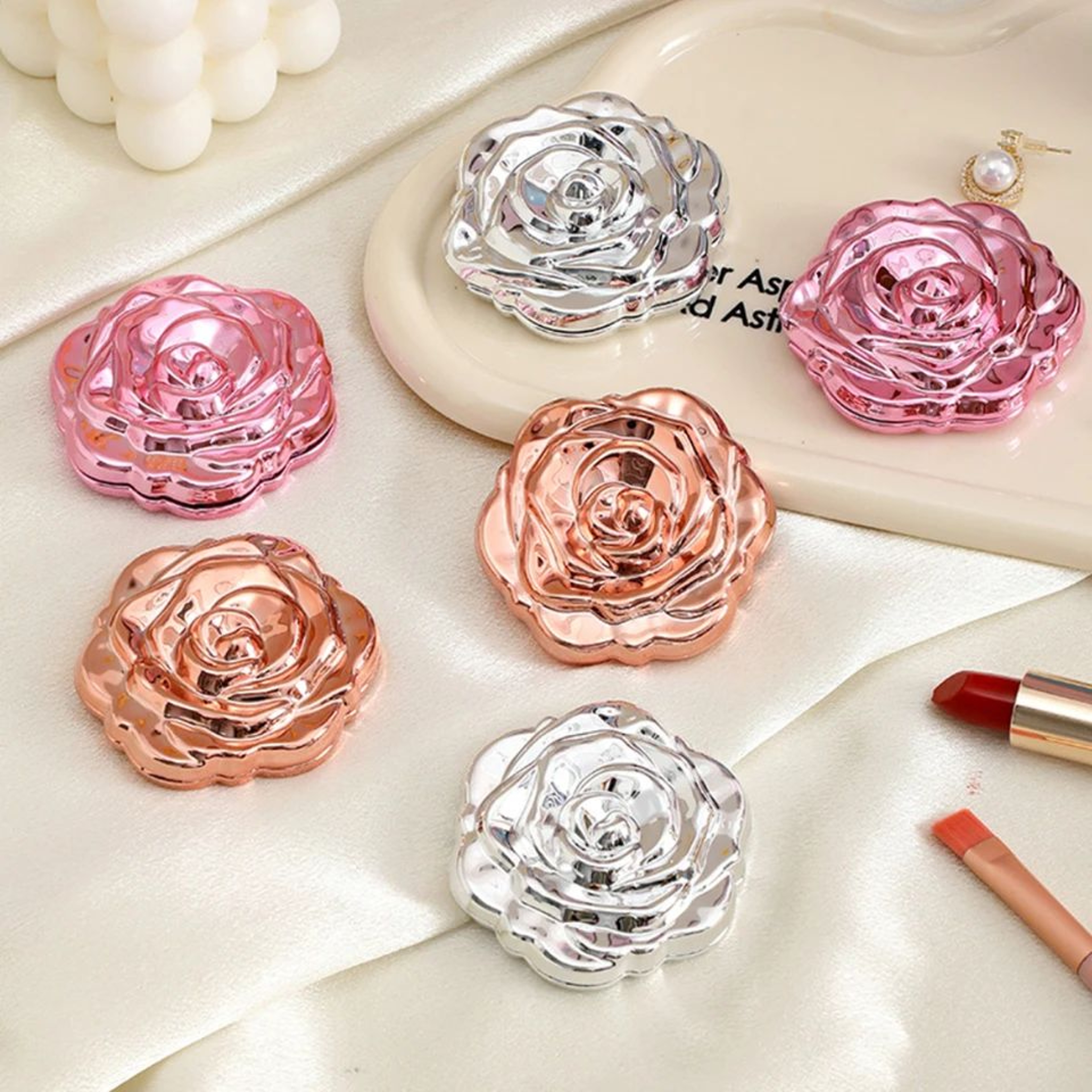 Rose Double Sided Makeup Mirror  248 In Foldable Compact Pocket Mirror For Handbag Travel Beauty To 1