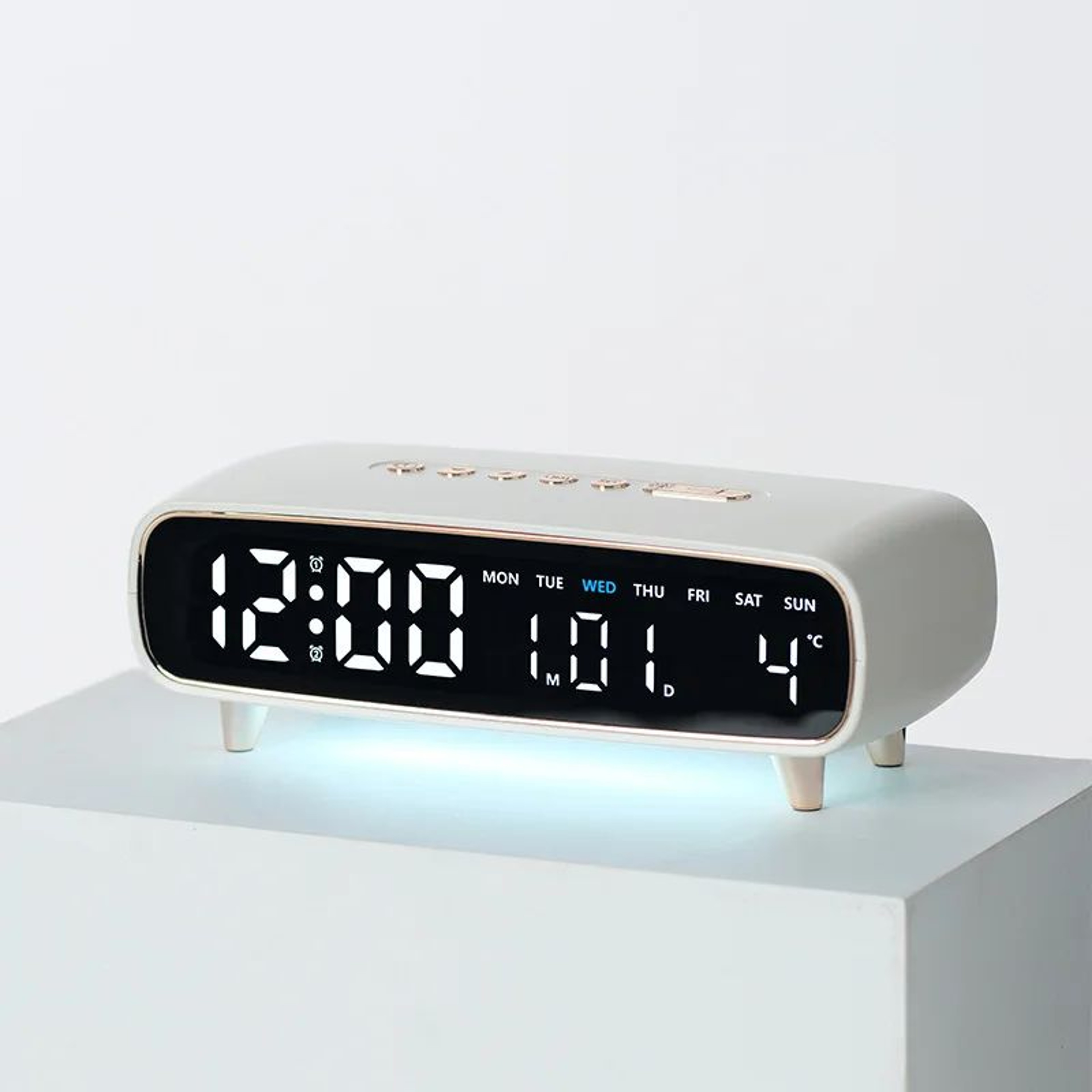 LED Digital Alarm Clock  Voice Control Desk Clock With Temperature Date Week Dual Alarms Timer  Amb