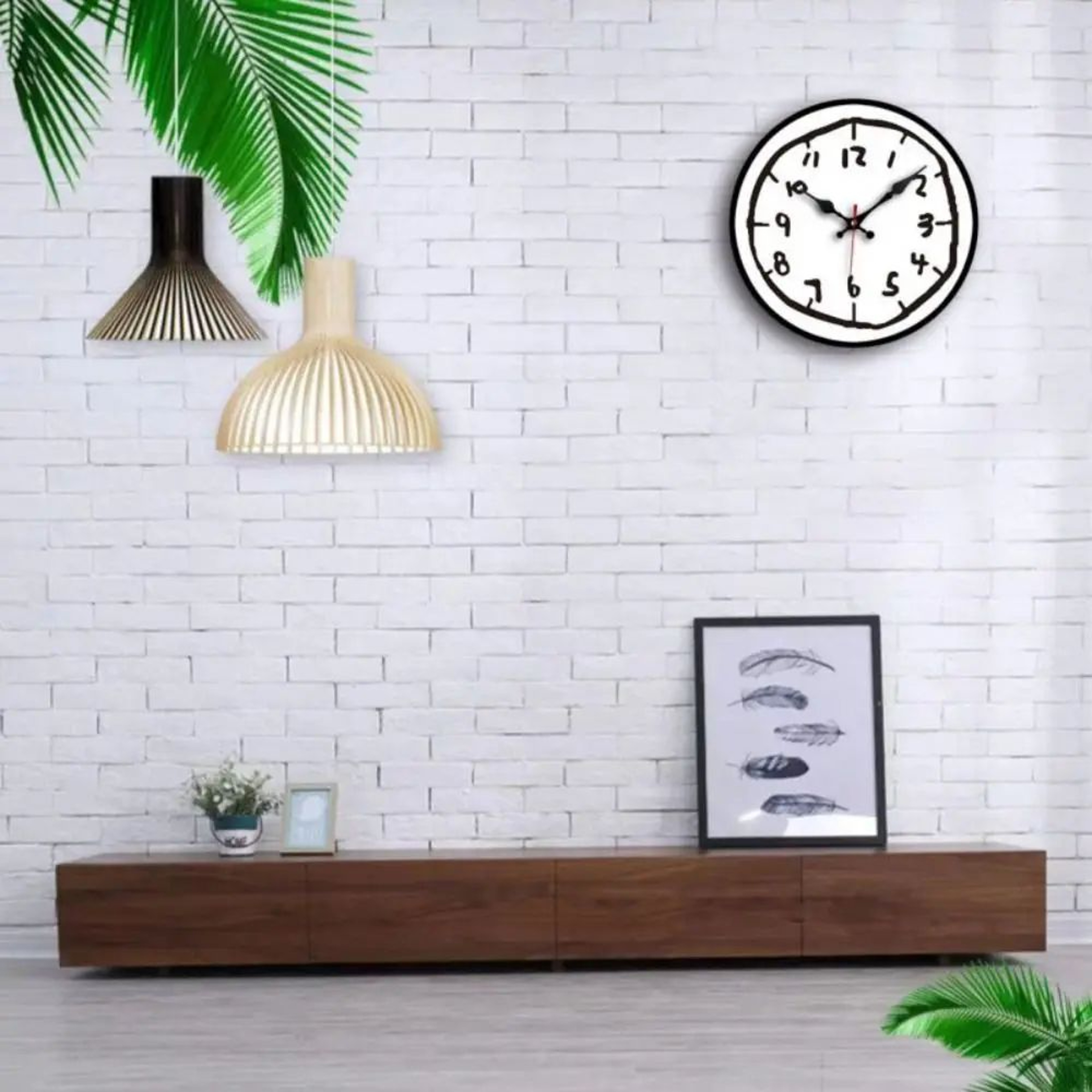 12 In Silent Graffiti Wall Clock  Modern Cartoon Number Round Hanging Clock For Bedroom Office  Liv 1