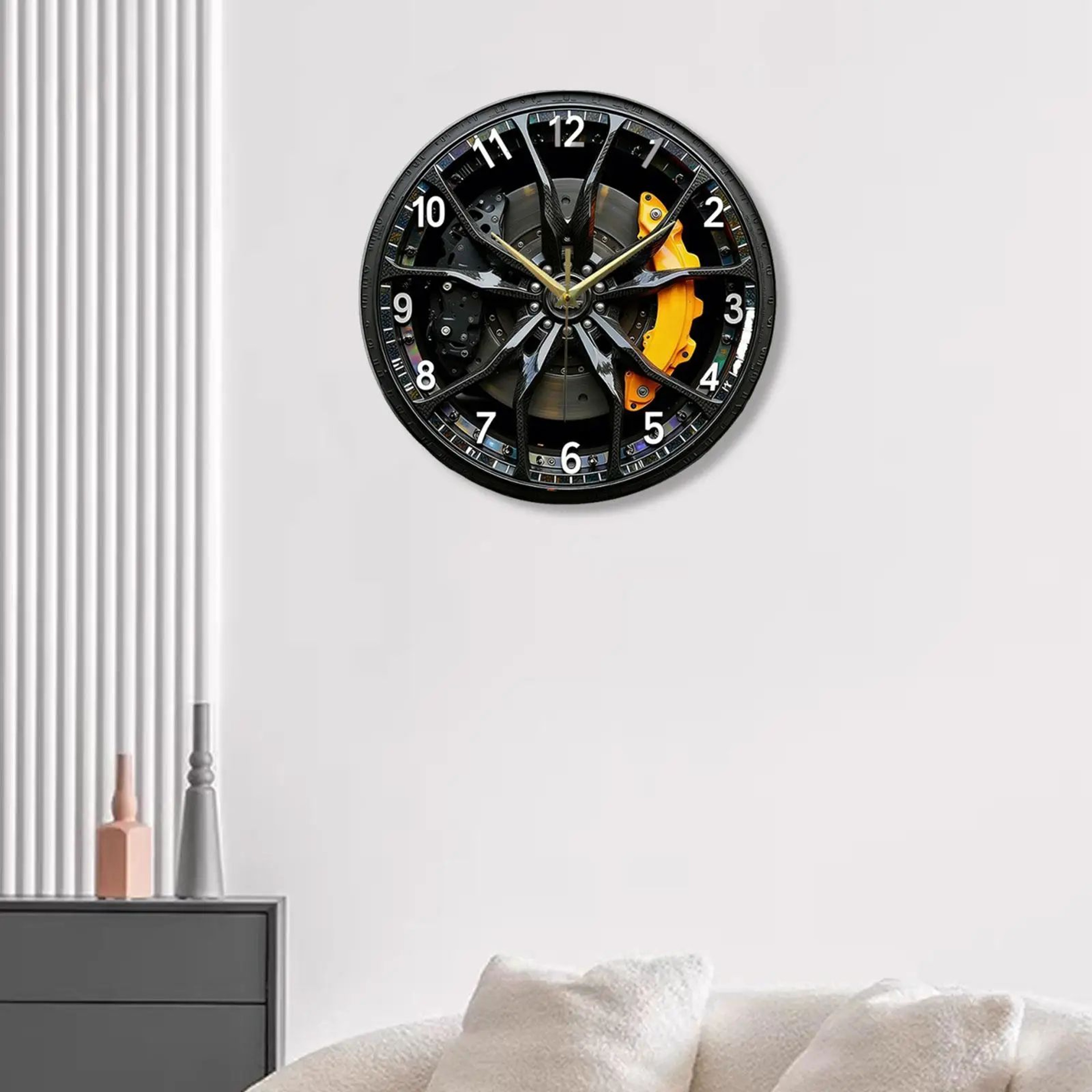 2D Car Wheel Hub Wall Clock  1181 In Silent Lightweight Acrylic Automotive Decor For Garage Farmhou 2