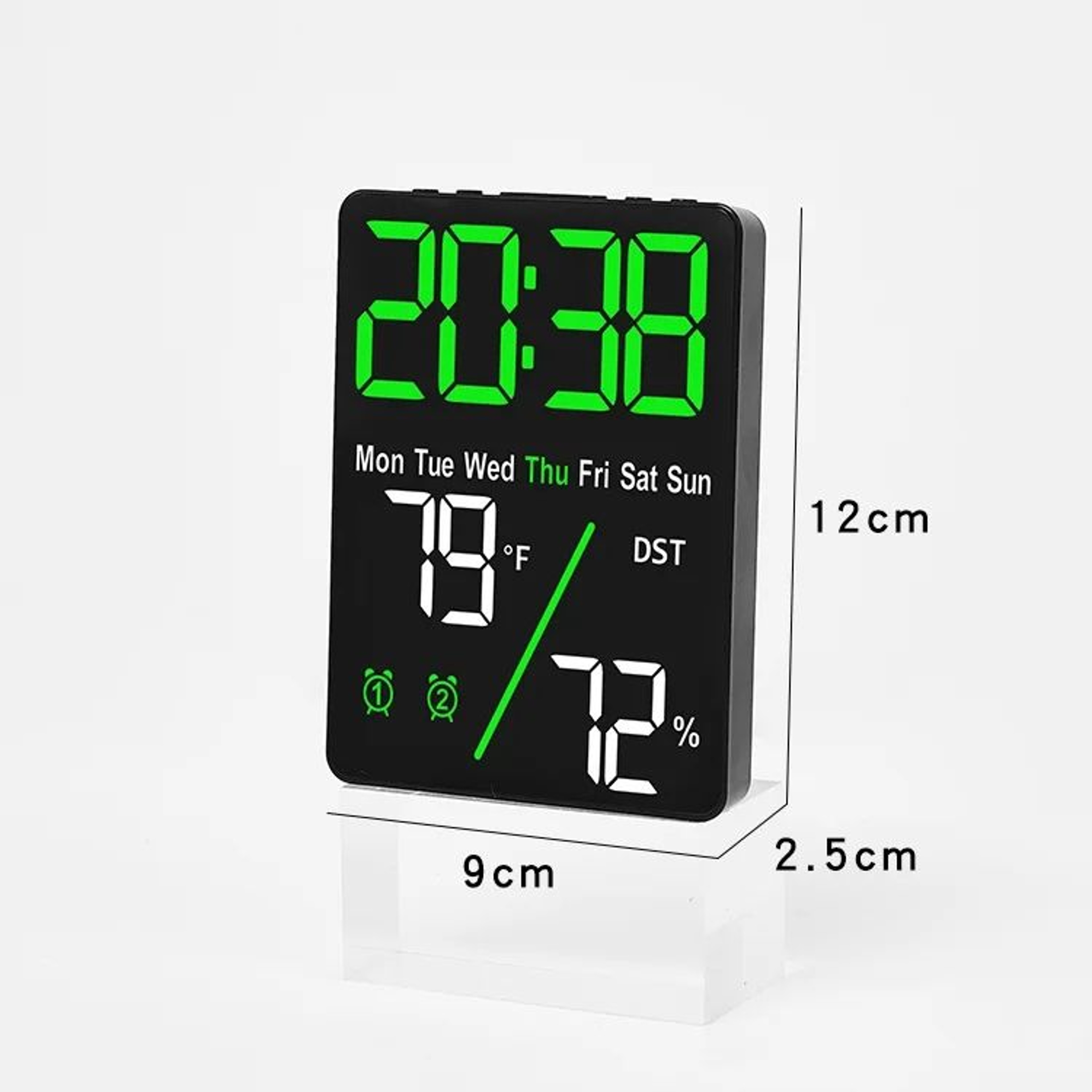Digital LED Alarm Clock  Dimmable Wall  Table Clock With Temperature Humidity Display USB Charging  5
