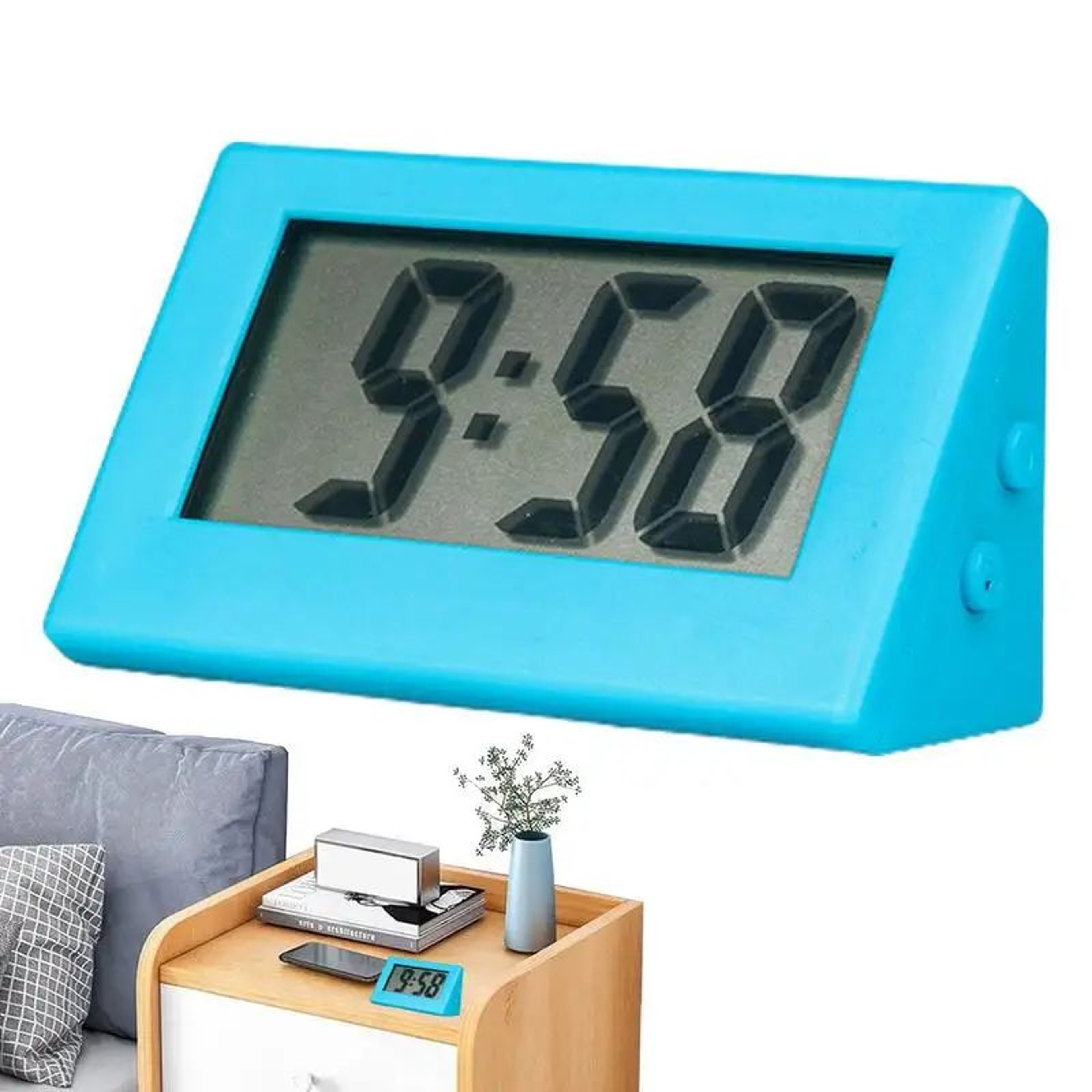 Compact Digital Desk Clock  Battery Operated Mini Silent Alarm Clock With Clear Display For Bedroom 2