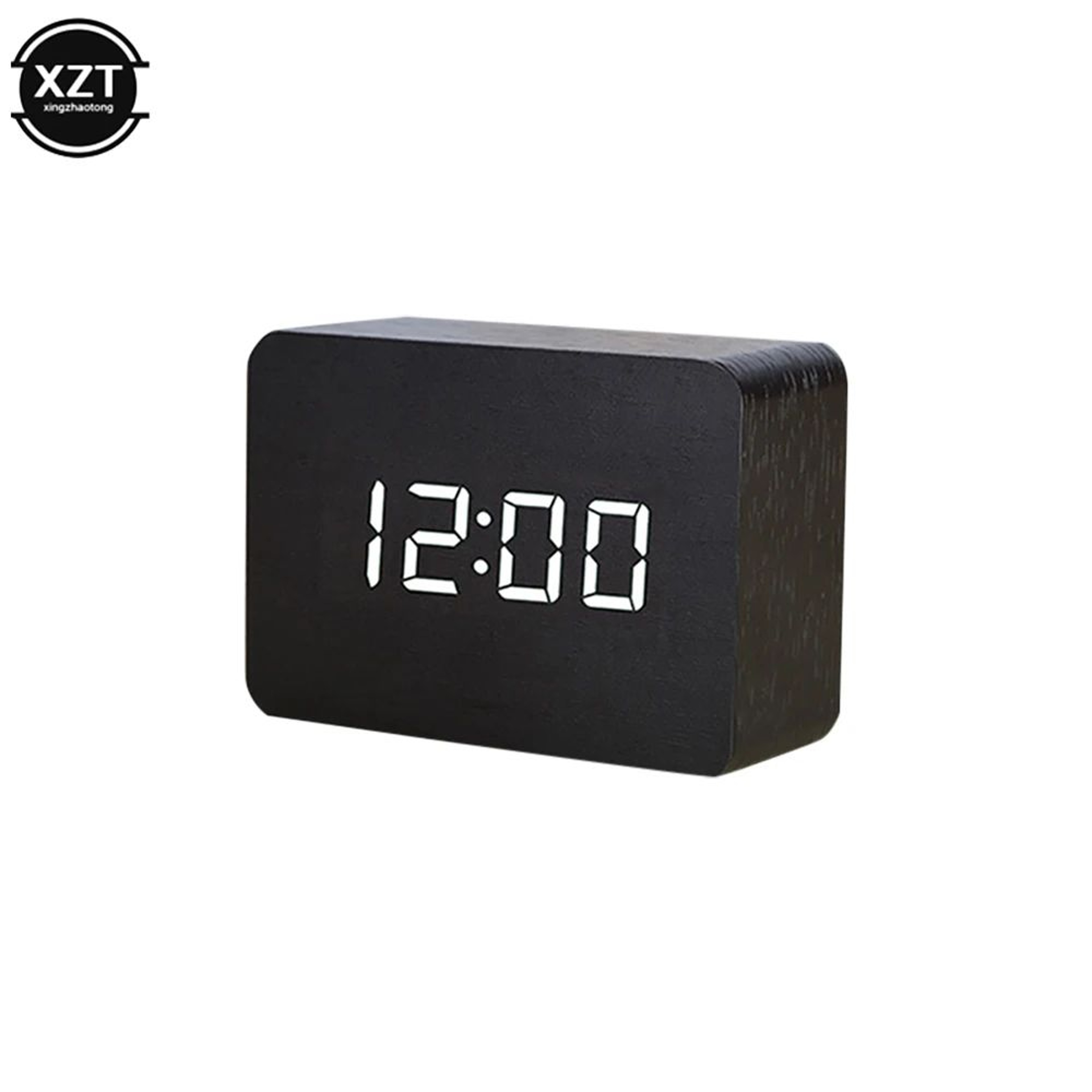 Wooden Digital Alarm Clock  LED Desk Clock With Temperature Date Voice Control  Adjustable Brightne 2