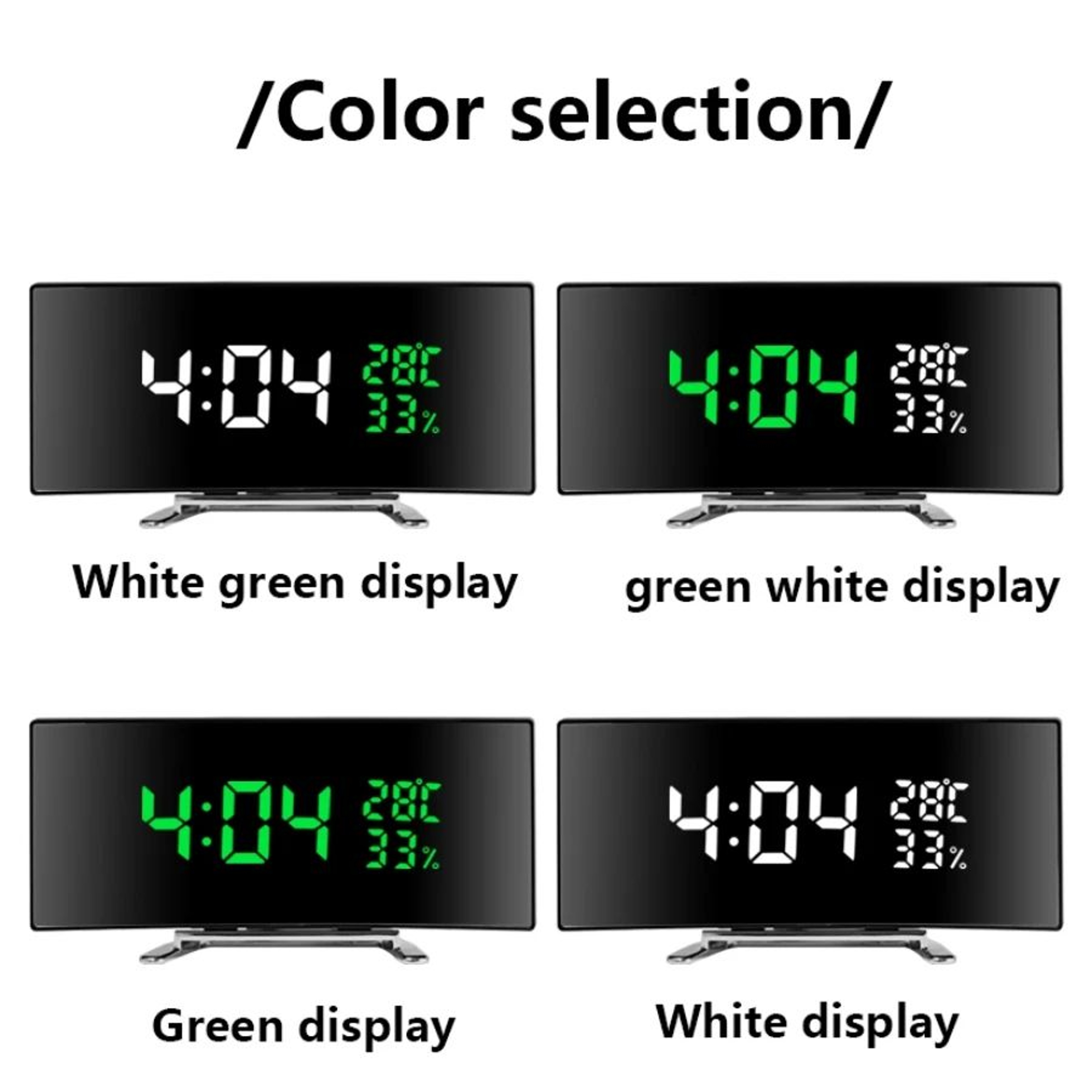 Curved Screen Digital Alarm Clock  LED Table Clock With Temperature Date Snooze Night Mode  2Level  3