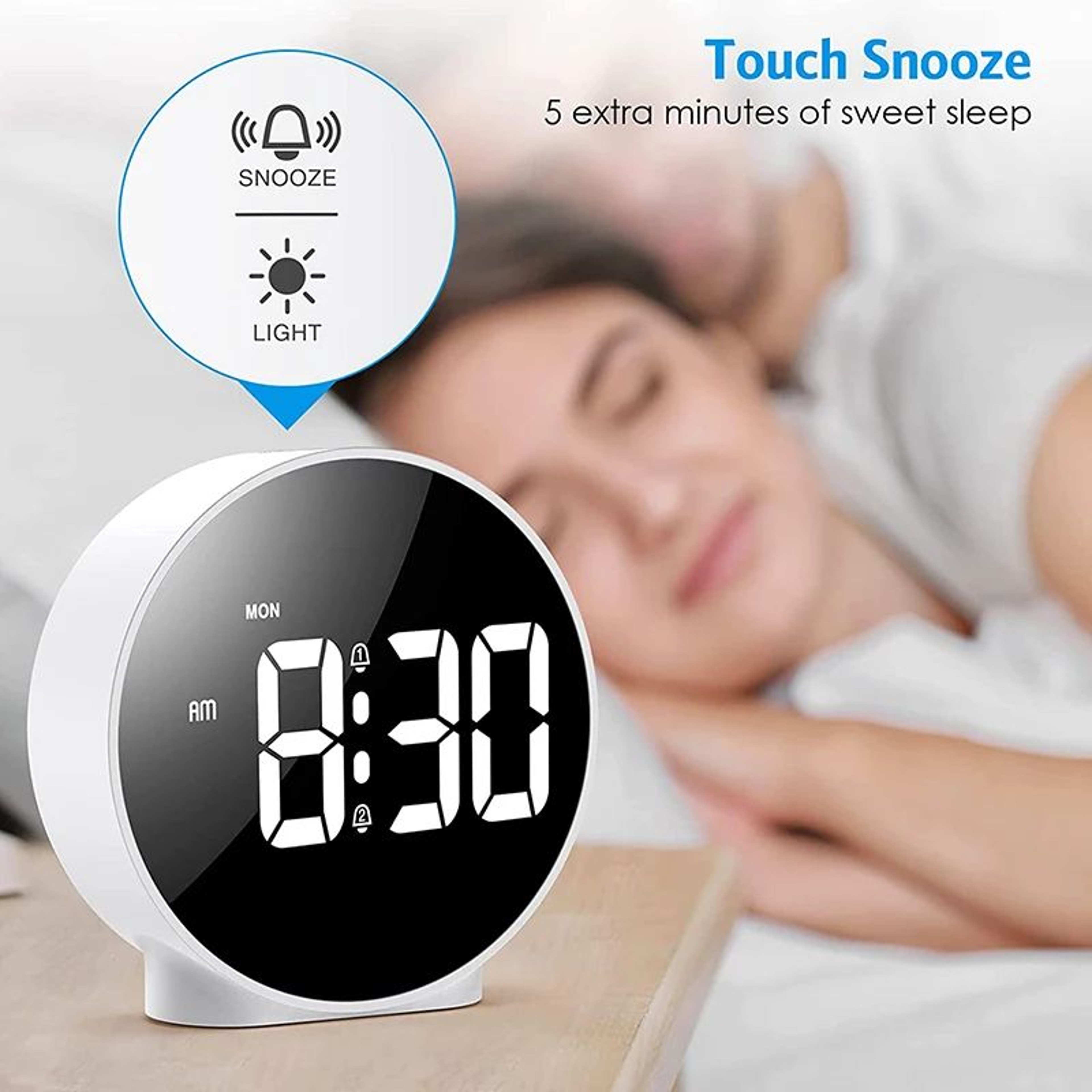 Dual Alarm LED Digital Clock  Bedside Desk Clock With Snooze Week Display  1224H Time 2