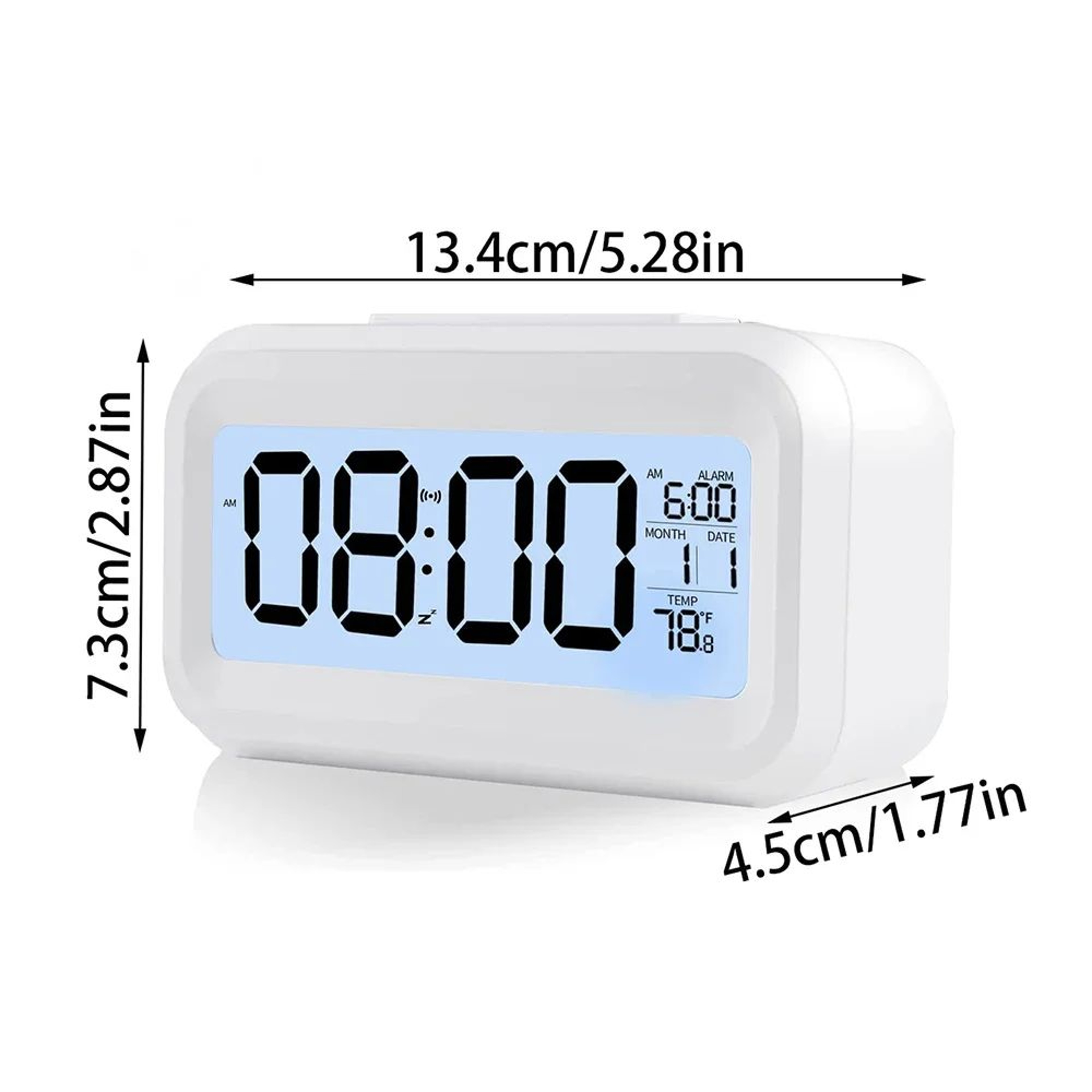 Digital Alarm Clock  Battery Operated LCD Desk Clock With Temperature Snooze Backlight  1224H Time  8
