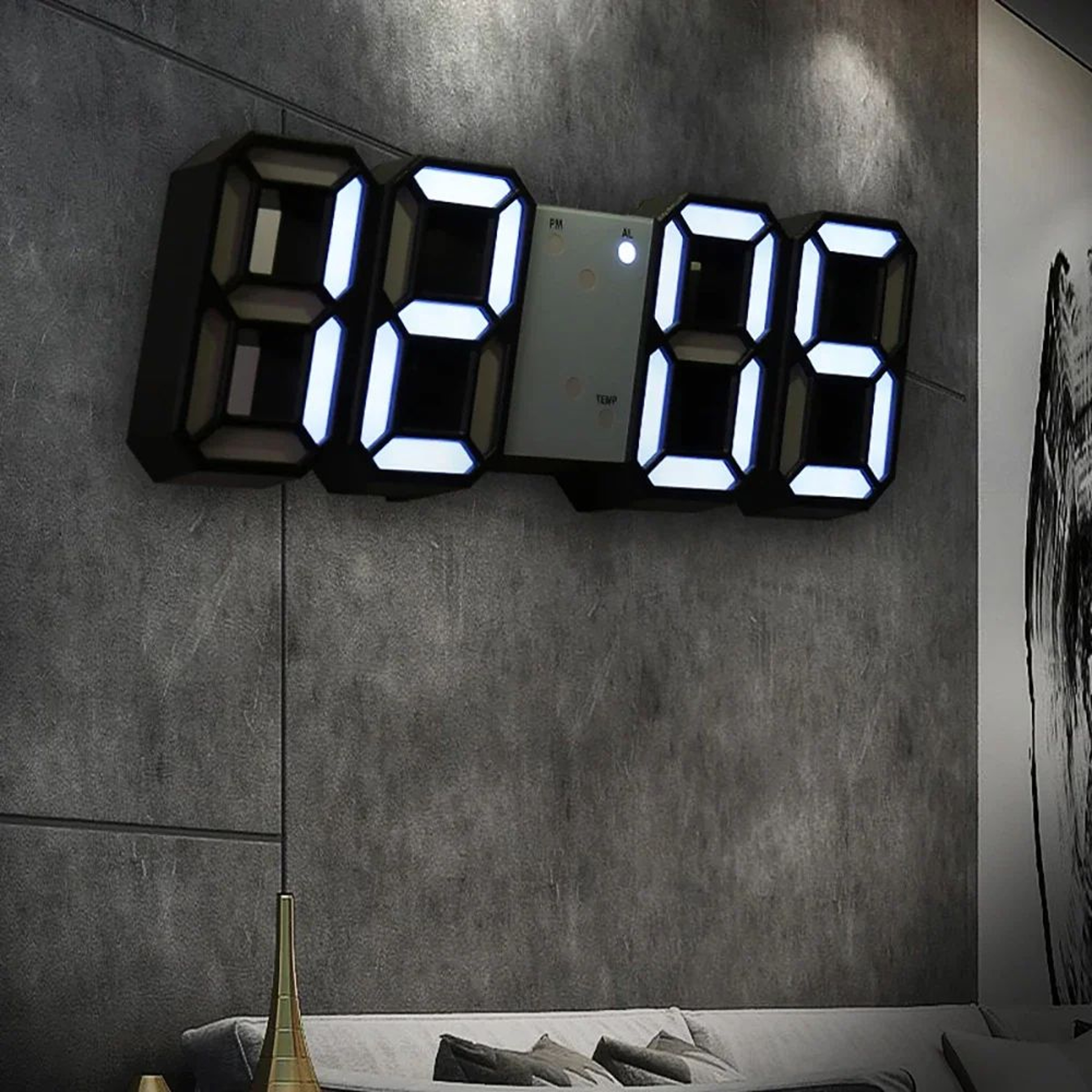 925 In 3D Digital Wall Clock  Modern LED Alarm Clock With Time Date Temperature Auto Dimming  Tripl 0