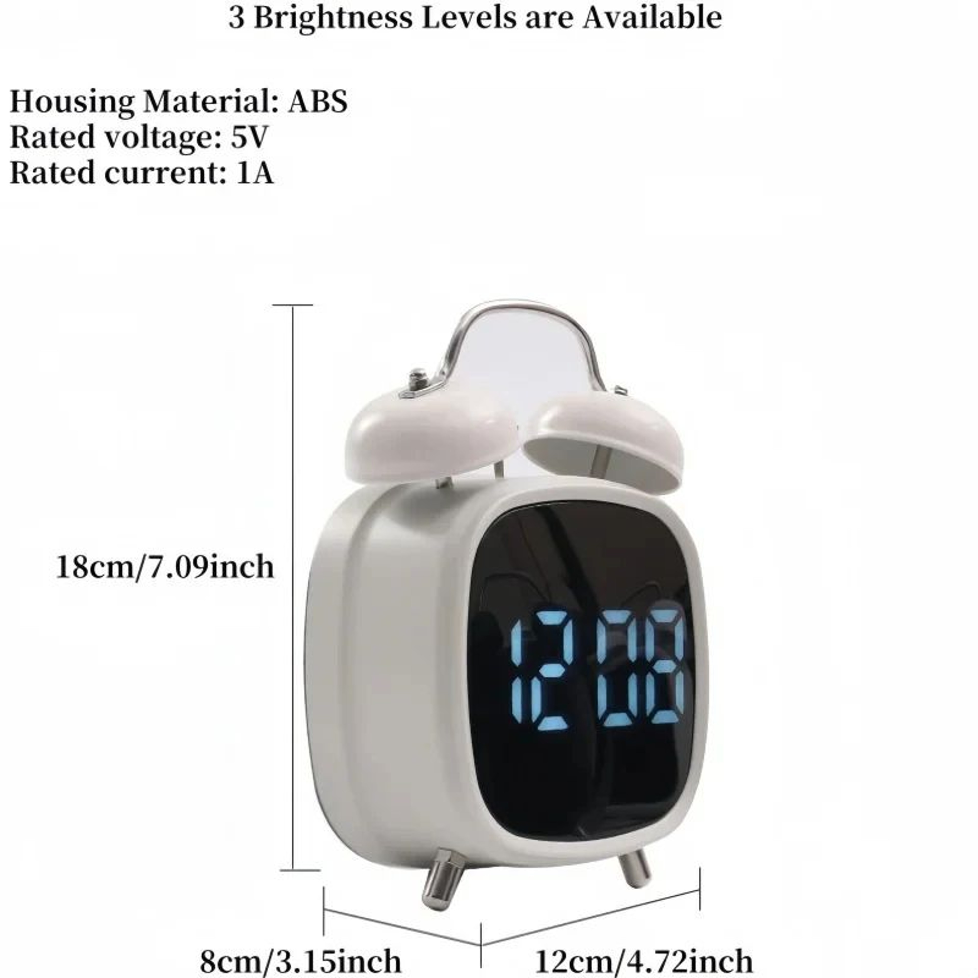 Super Loud Double Bell Alarm Clock  Heavy Sleeper Bedside Clock With 1224H LED Display  Night AntiD 1