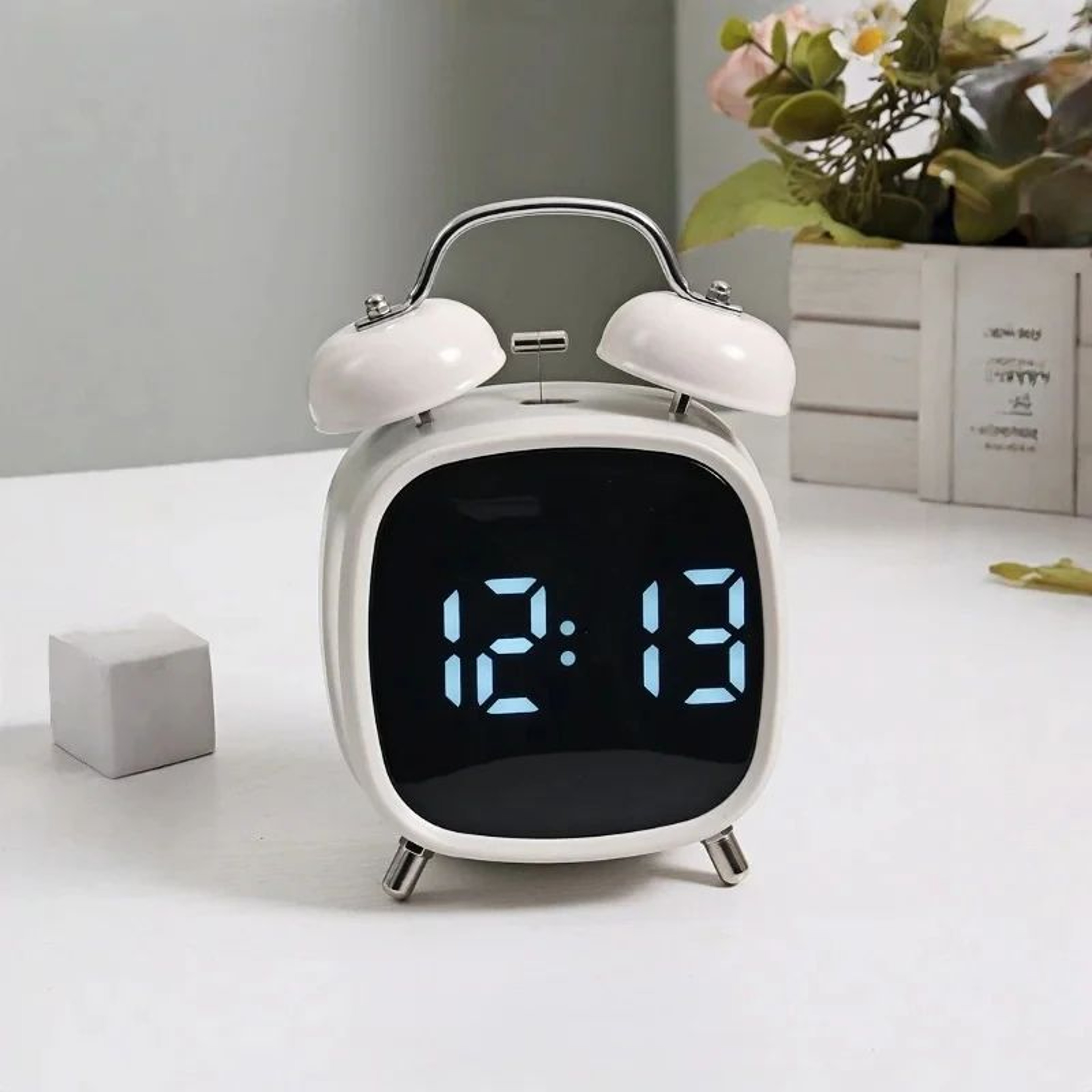 Super Loud Double Bell Alarm Clock  Heavy Sleeper Bedside Clock With 1224H LED Display  Night AntiD 2