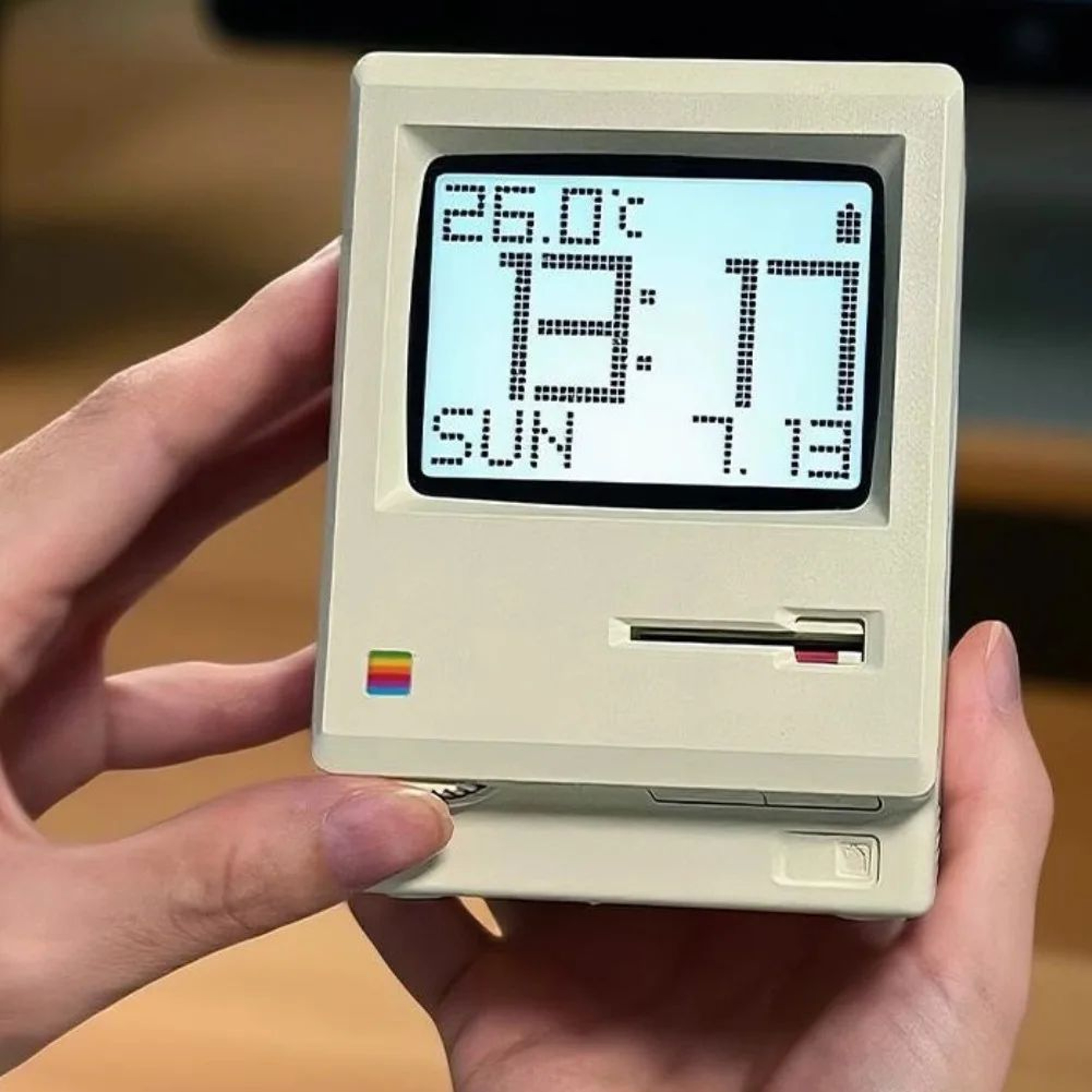 Retro Macintosh Digital Alarm Clock  Creative Maclock Desktop Clock With Calendar Display  Adjustab 1