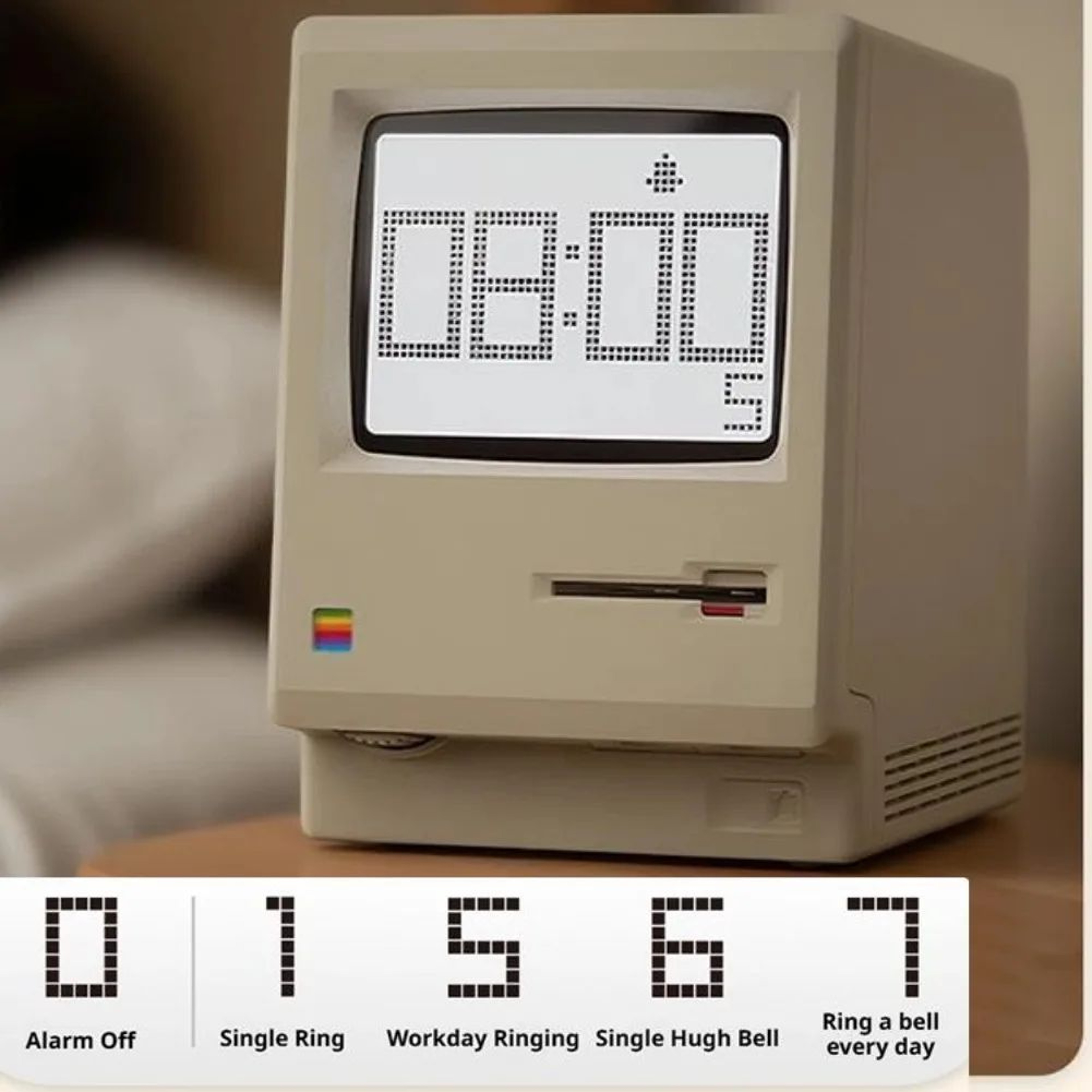Retro Macintosh Digital Alarm Clock  Creative Maclock Desktop Clock With Calendar Display  Adjustab 0
