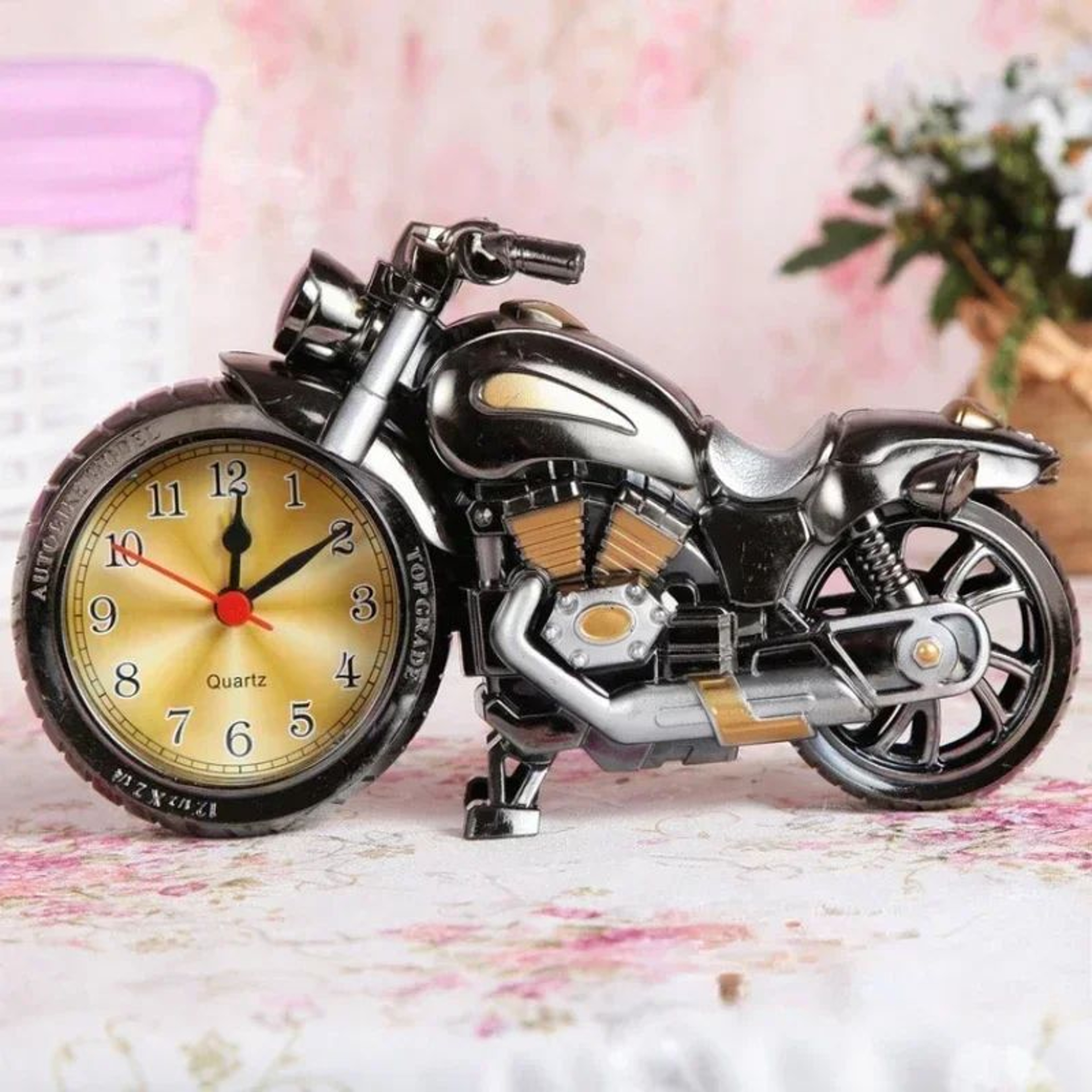 Retro Motorcycle Alarm Clock  Portable Battery Powered Kids Table Clock For Bedroom Desk Decor  Uni 5