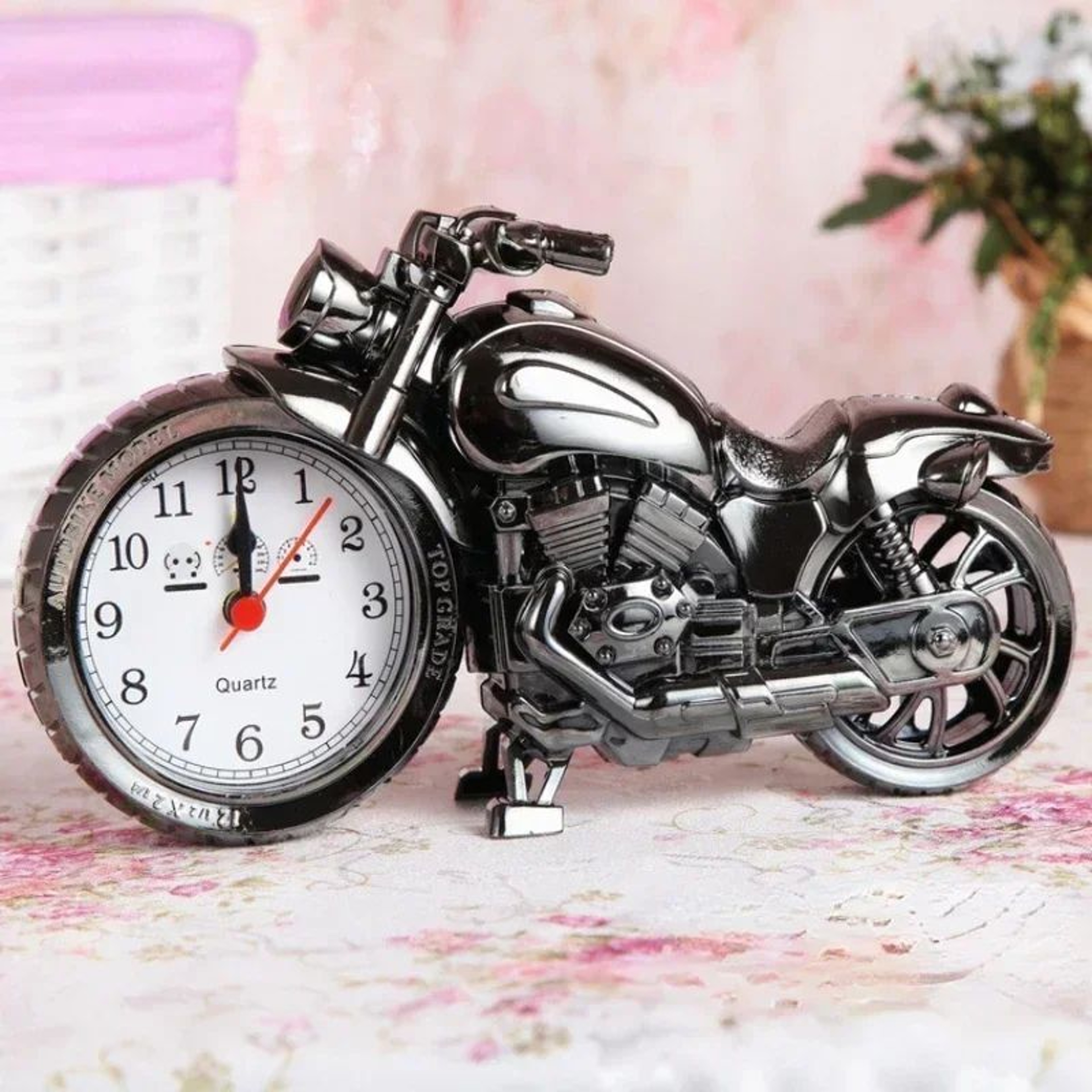 Retro Motorcycle Alarm Clock  Portable Battery Powered Kids Table Clock For Bedroom Desk Decor  Uni 6