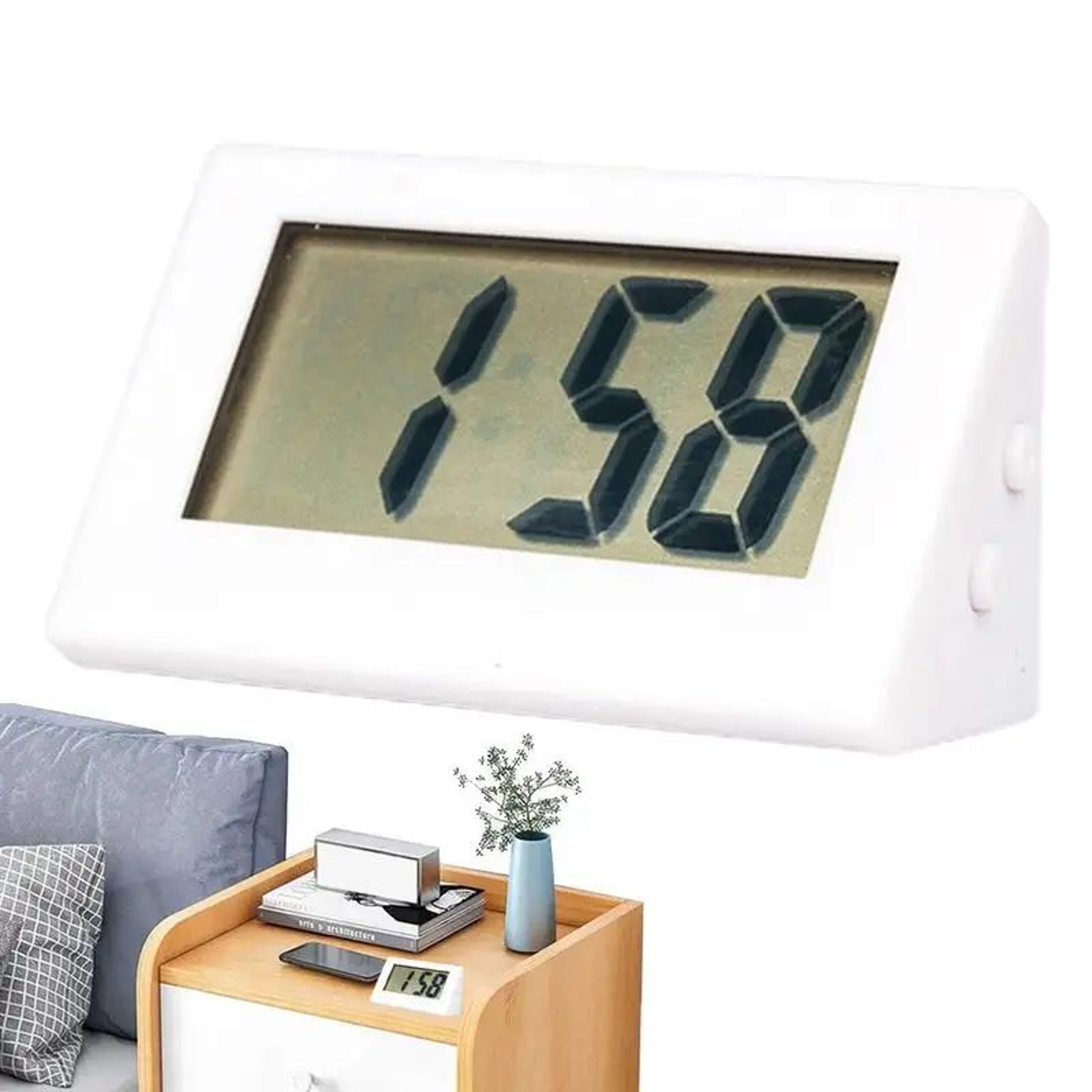 Mini LCD Digital Desk Clock  Silent Compact Electronic Table Clock With Time  Date Display For Bedr 0