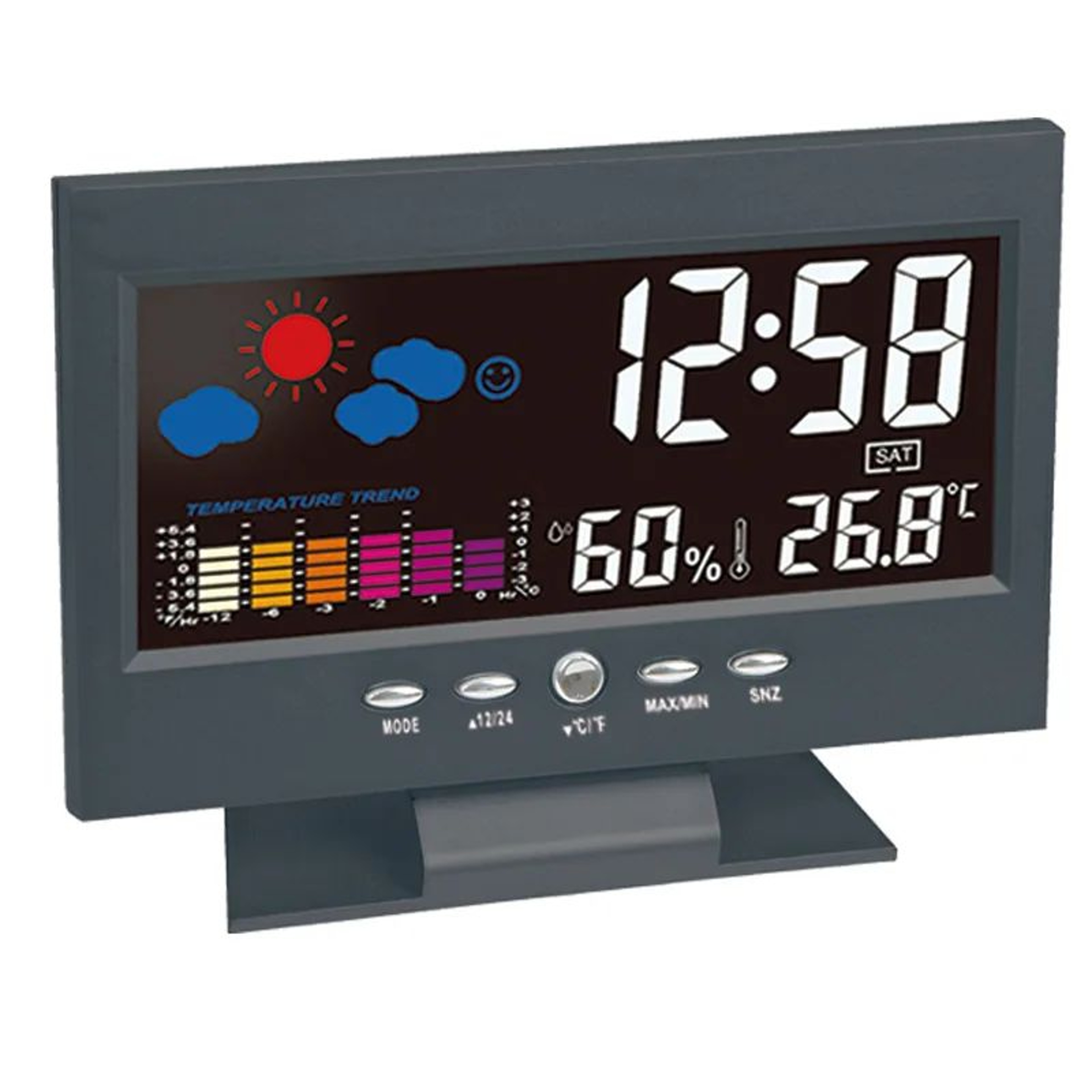 Digital Weather Station Clock  LCD Thermometer Hygrometer With Temperature Humidity Meter Calendar  6