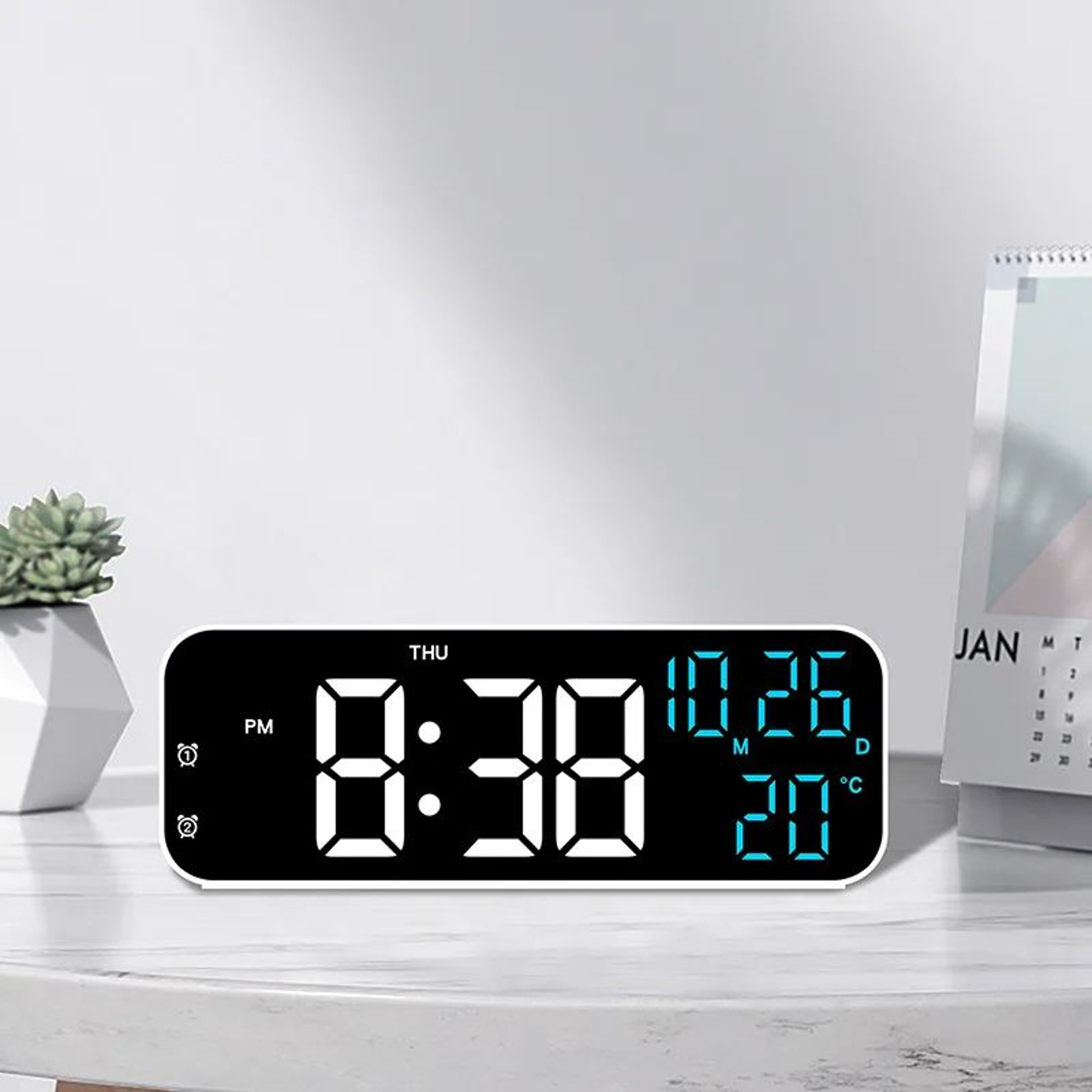 Digital LED Alarm Clock  Voice Control Desk Clock With Temperature Date Week Dual Alarms Countdown  0