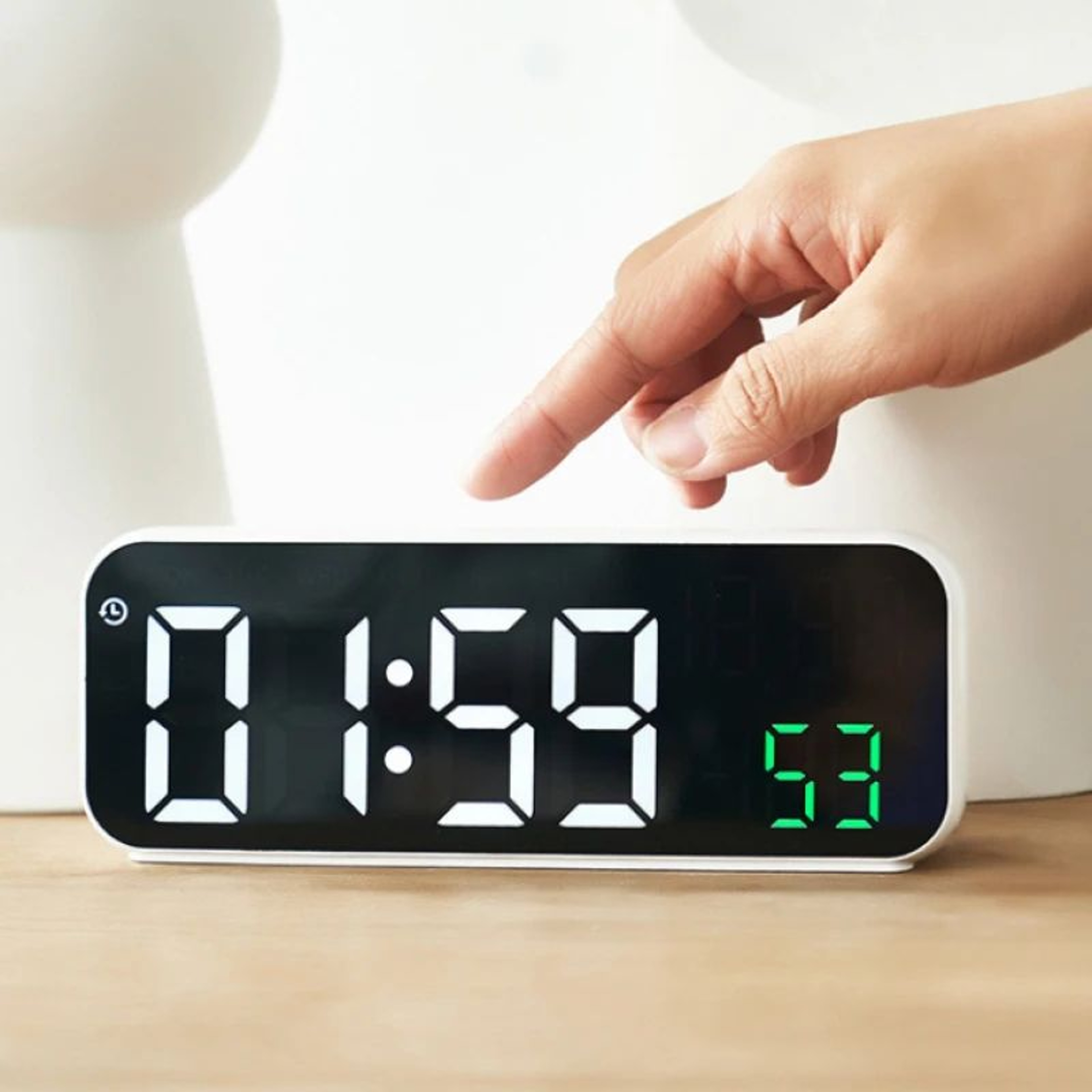 Digital LED Alarm Clock  Voice Control Desk Clock With Temperature Date Week Dual Alarms Countdown  5