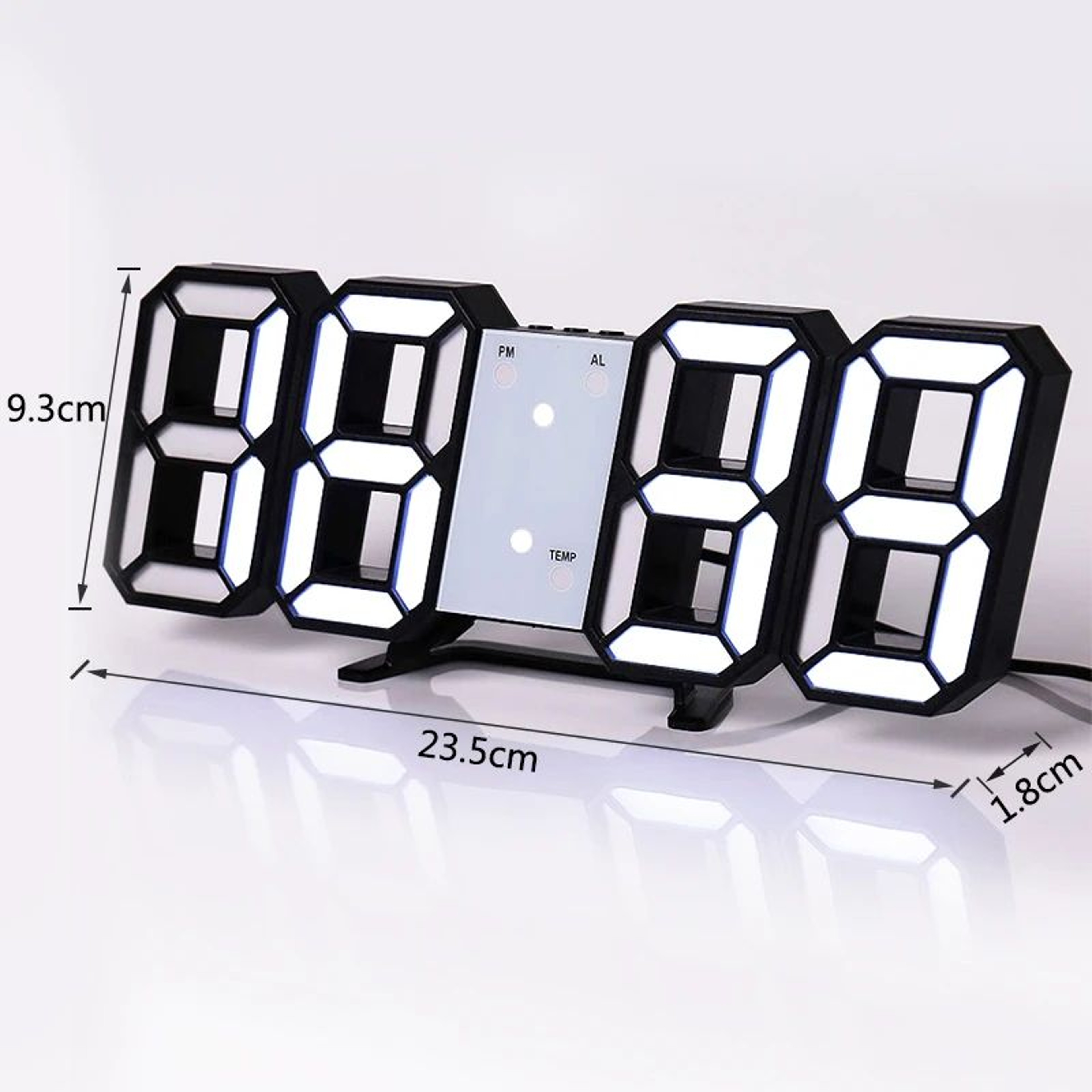 3D LED Digital Wall Clock  Modern 1224 Hr Alarm Clock With Snooze Auto Dimming  USB Power For Home  5