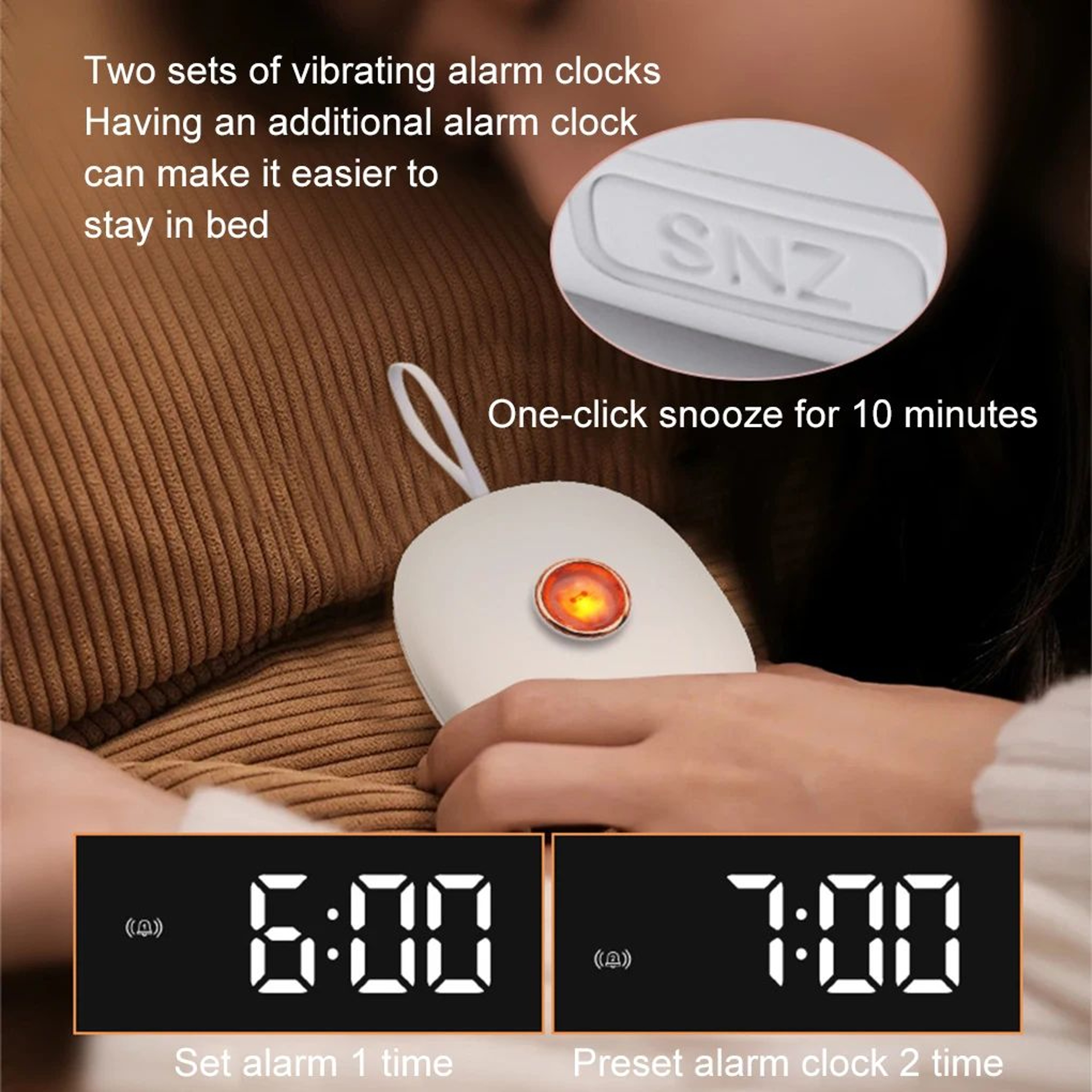 Silent Vibration Alarm Clock  Dual Alarm Portable LED Digital Wake Up Clock With Cute Cat Light  3  1