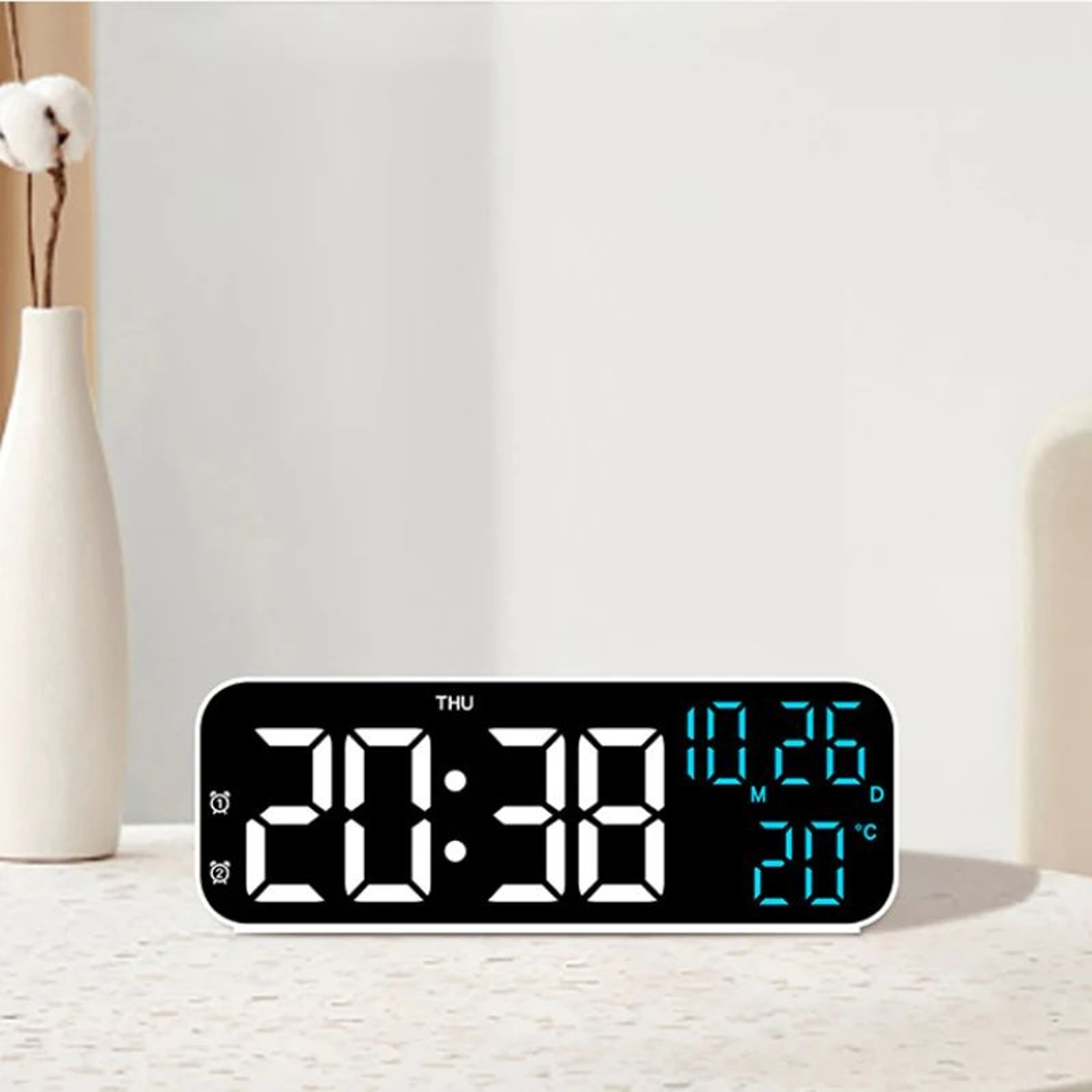 Digital LED Alarm Clock  Voice Control Temperature Date Display With Countdown Night Mode  Adjustab 3