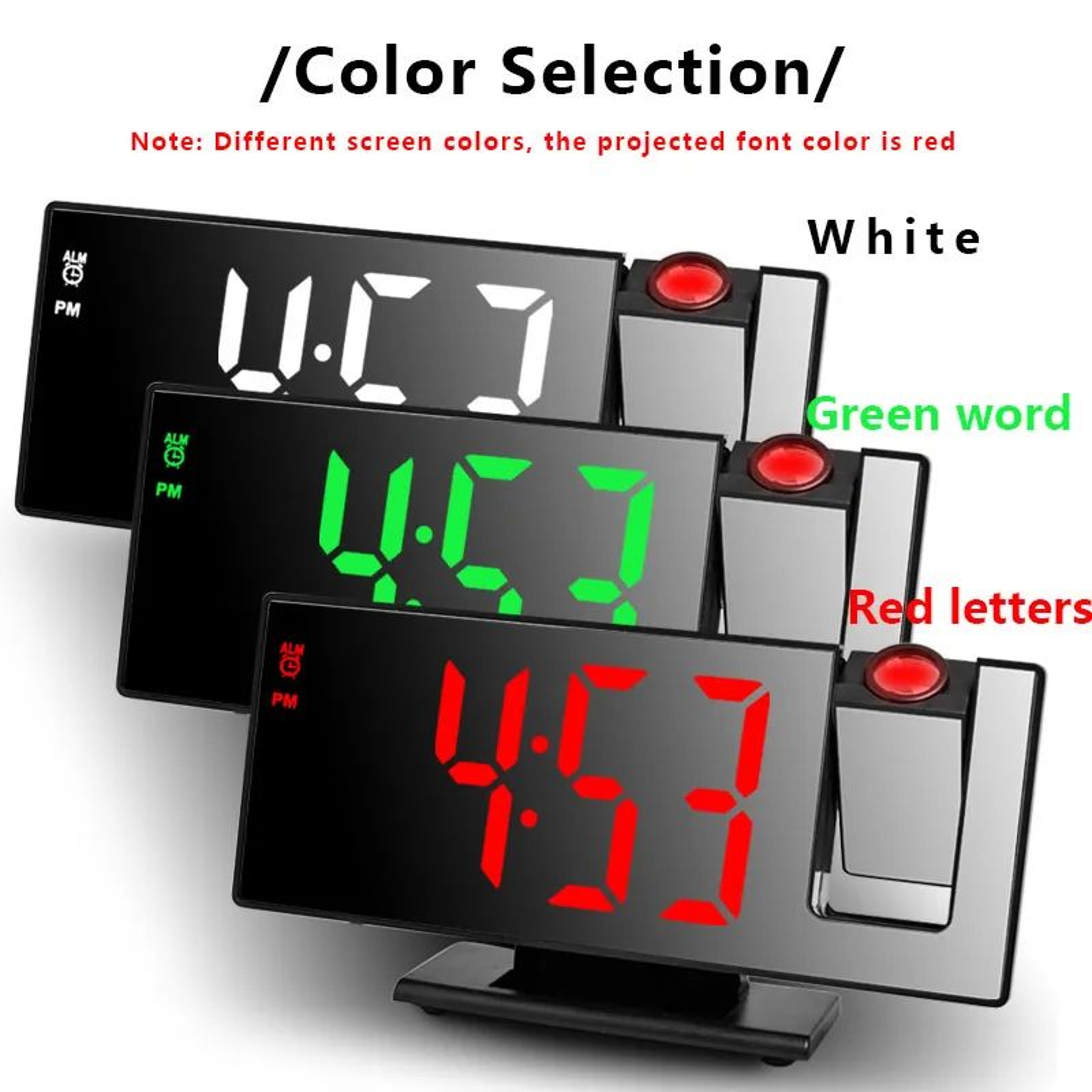 Large Number Mirror Projection Alarm Clock  Intelligent LED Digital Display For Bedroom Desk With T 3