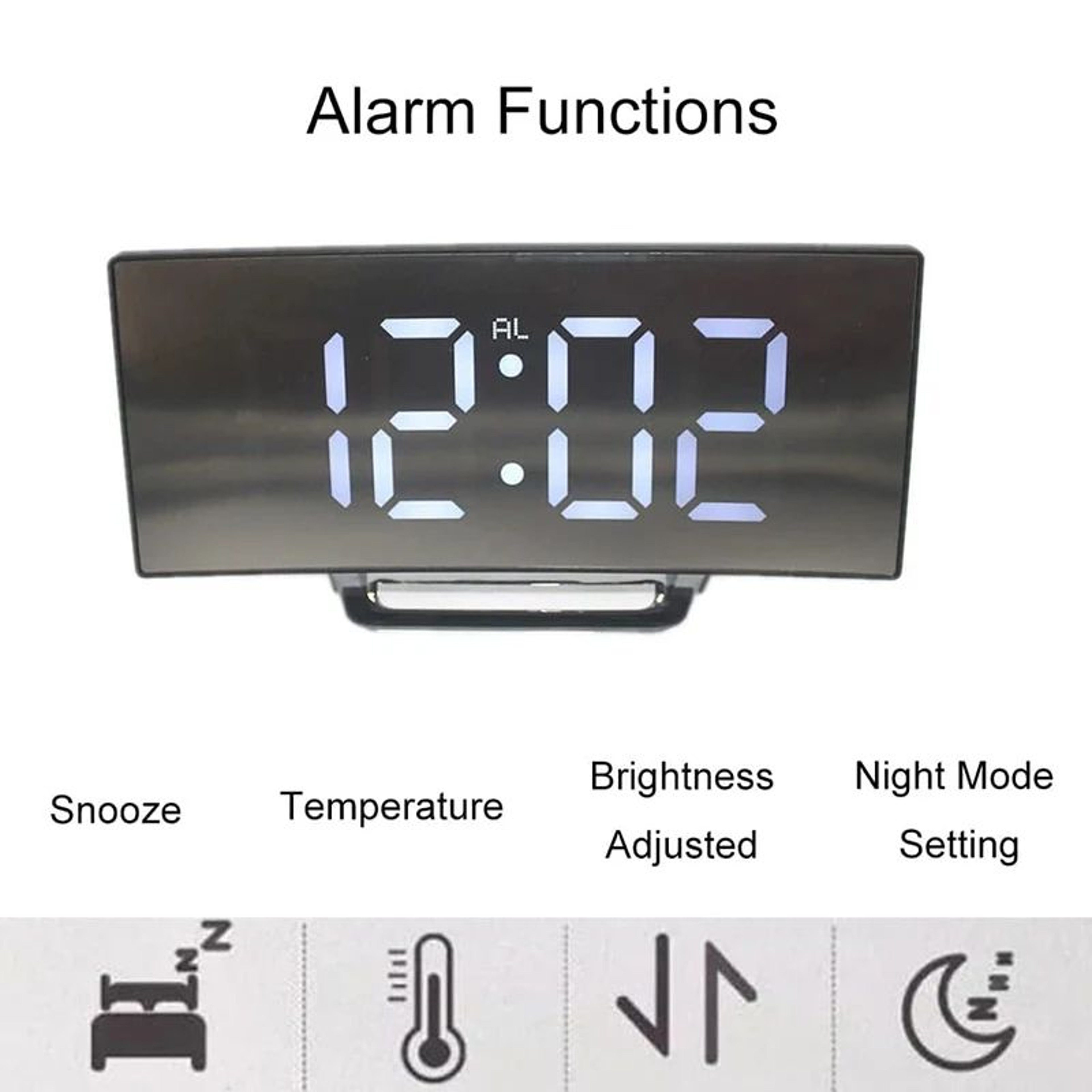 LED Digital Alarm Clock  Large Screen Mirror Display With Adjustable Snooze For Bedroom Office Kitc 1