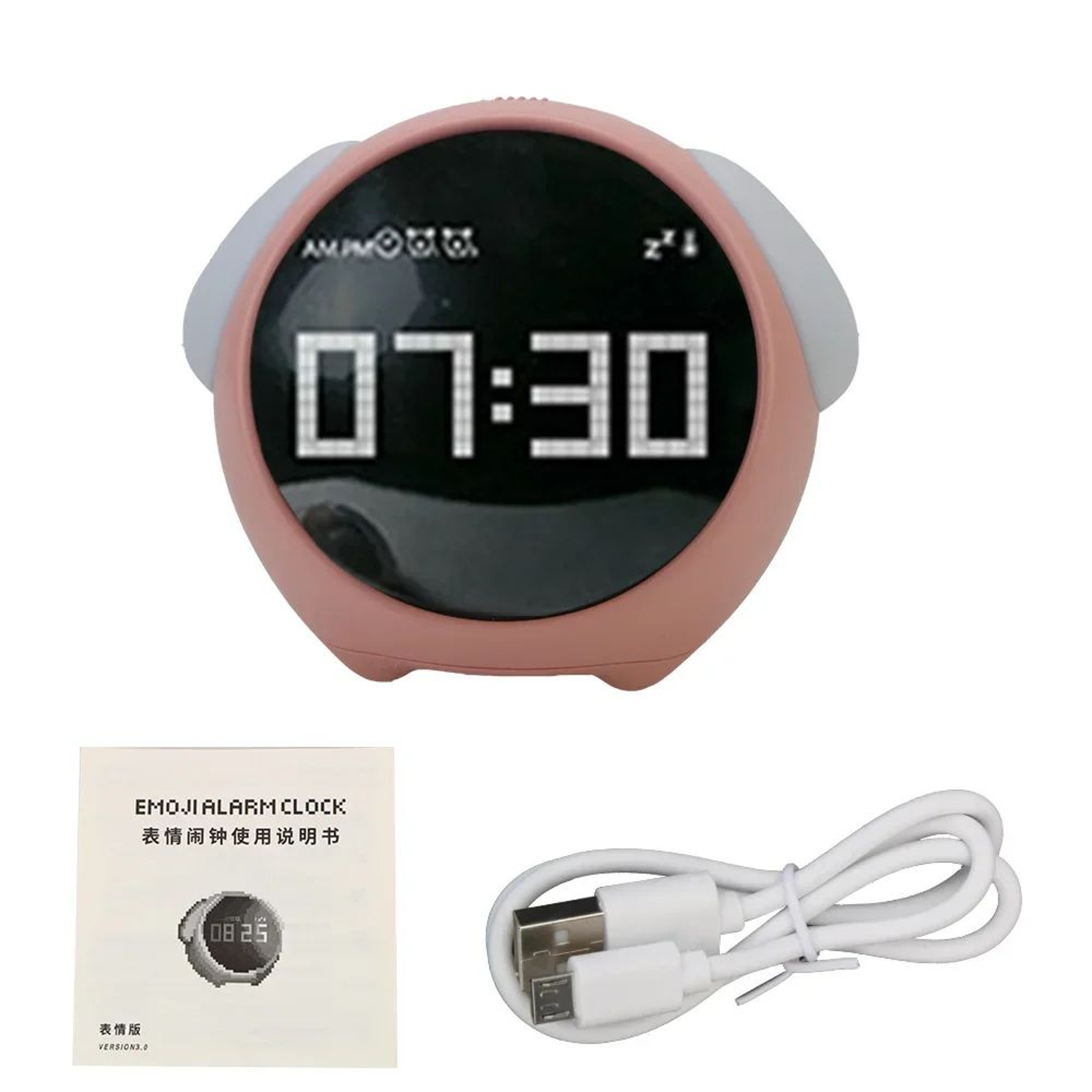 Kids Digital Emotion Alarm Clock  Cute LED Cartoon Desktop Clock With Snooze Temperature Display  N 6