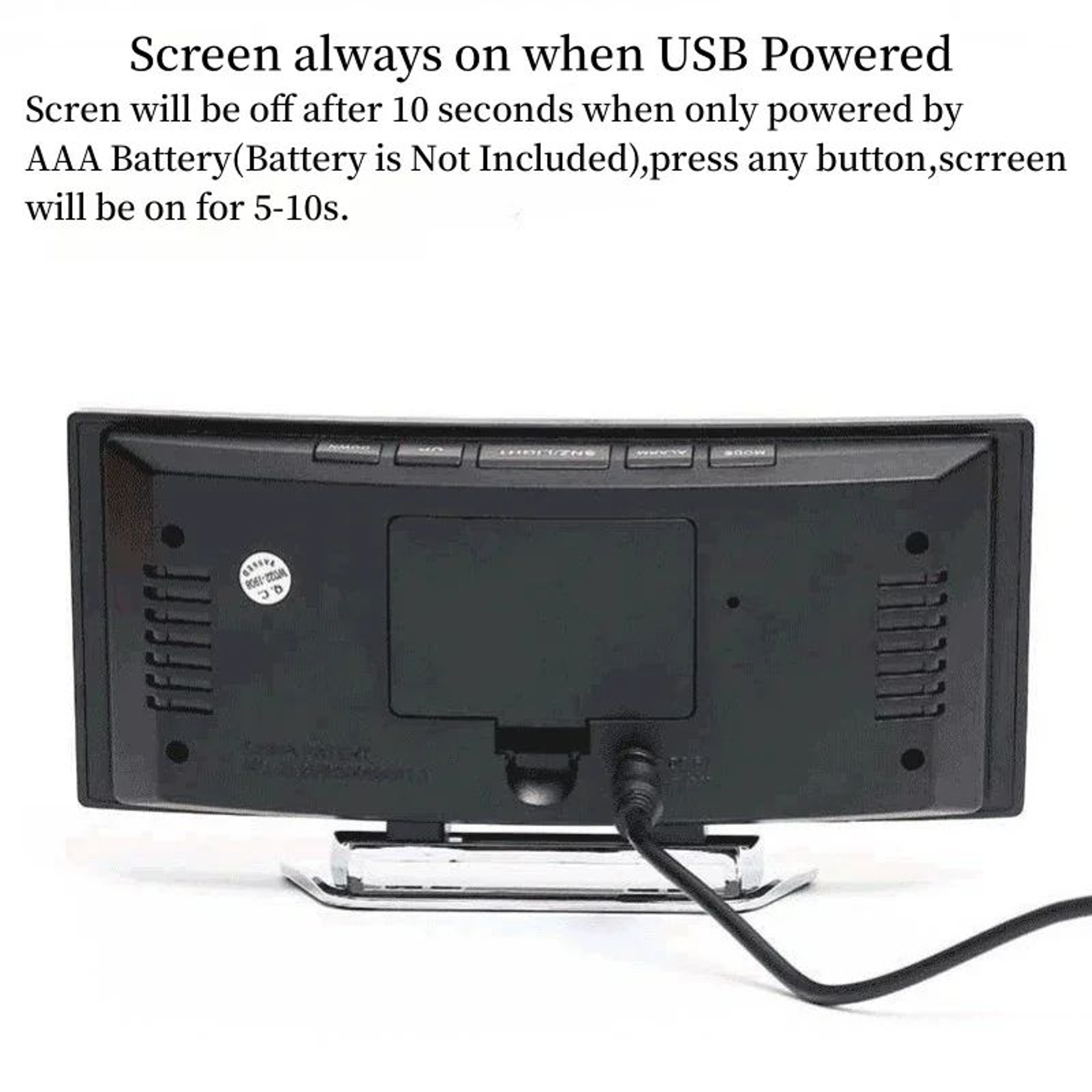 Mirror Digital Alarm Clock  LED Table Clock With Temperature Date Snooze Night Mode USB Power  1224 2