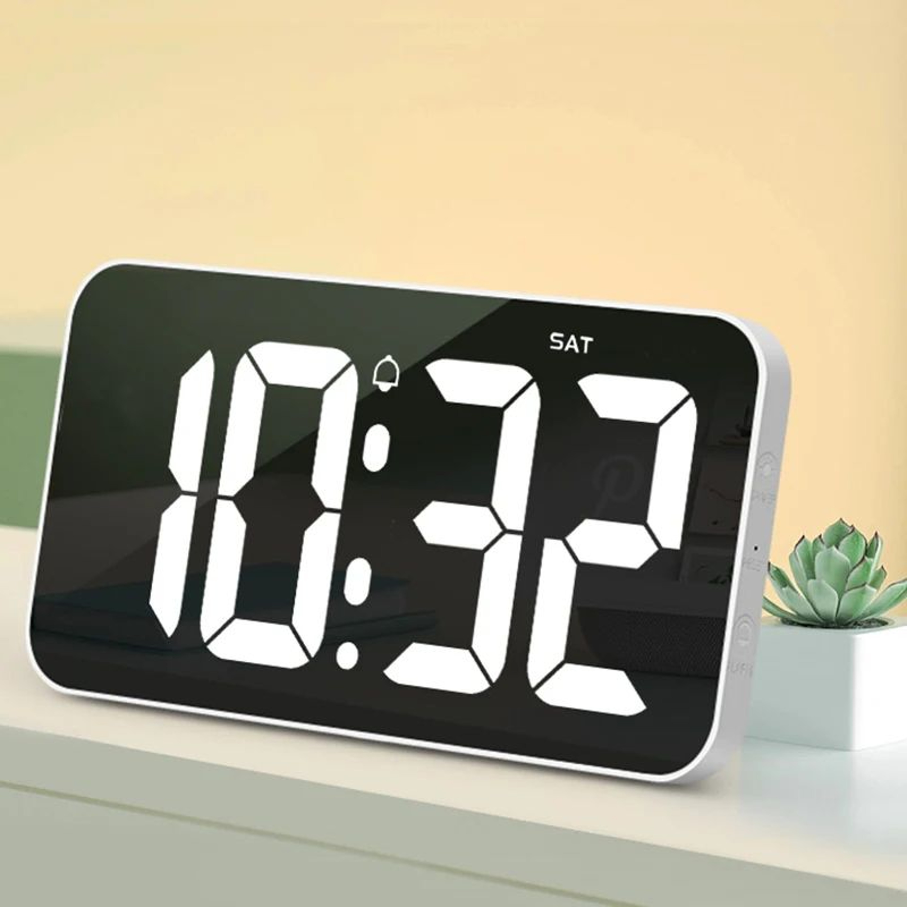 108 In LED Digital Wall Clock  Large Display Alarm Clock With Calendar Week Display Dimmer  Night M 0