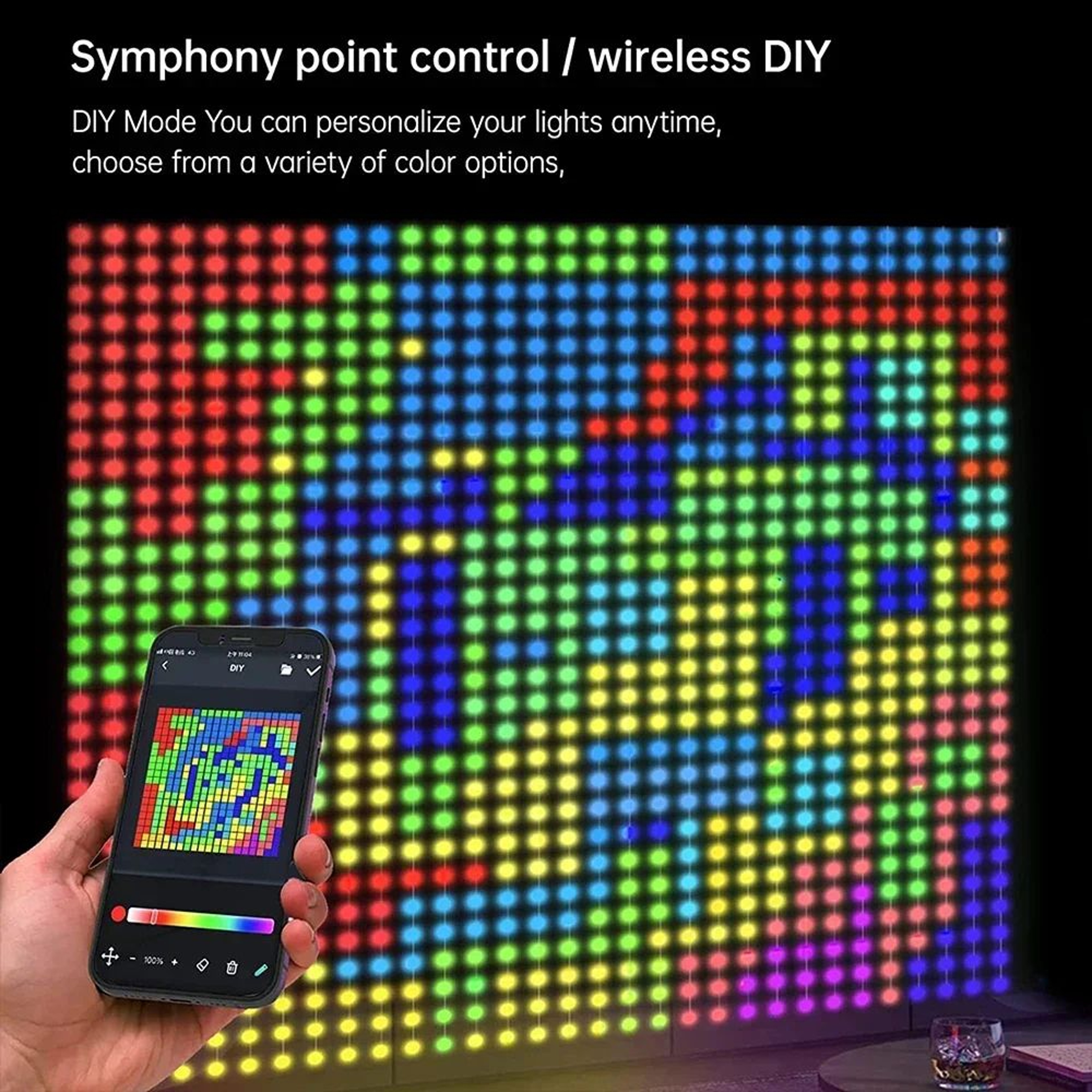 Smart RGB LED Curtain Lights  App Controlled Dimmable DIY Patterns  Music Sync Lighting For Parties 3