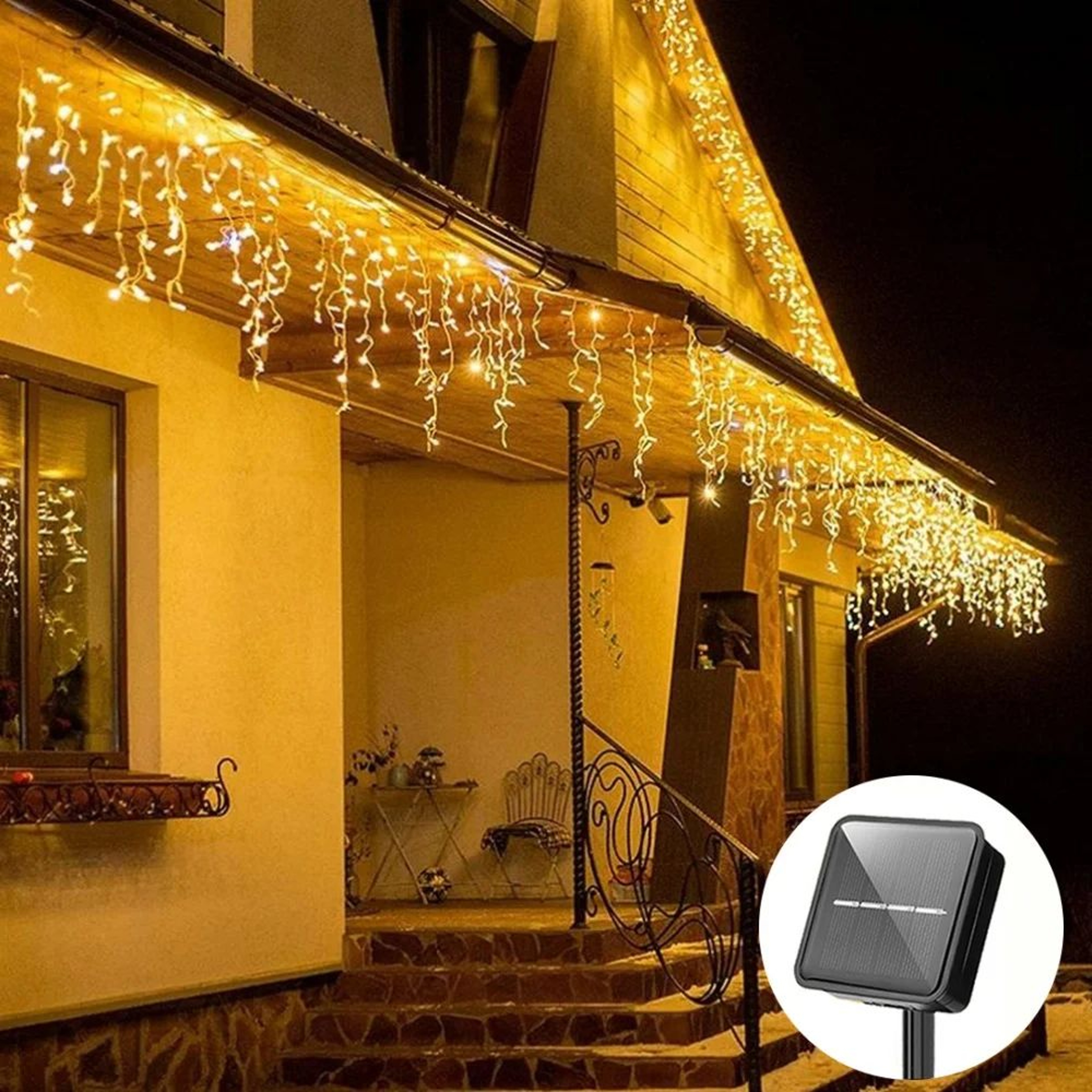 Solar Icicle String Lights  96160 LED Waterproof Outdoor Curtain Fairy Lights With 8 Modes For Chri 0