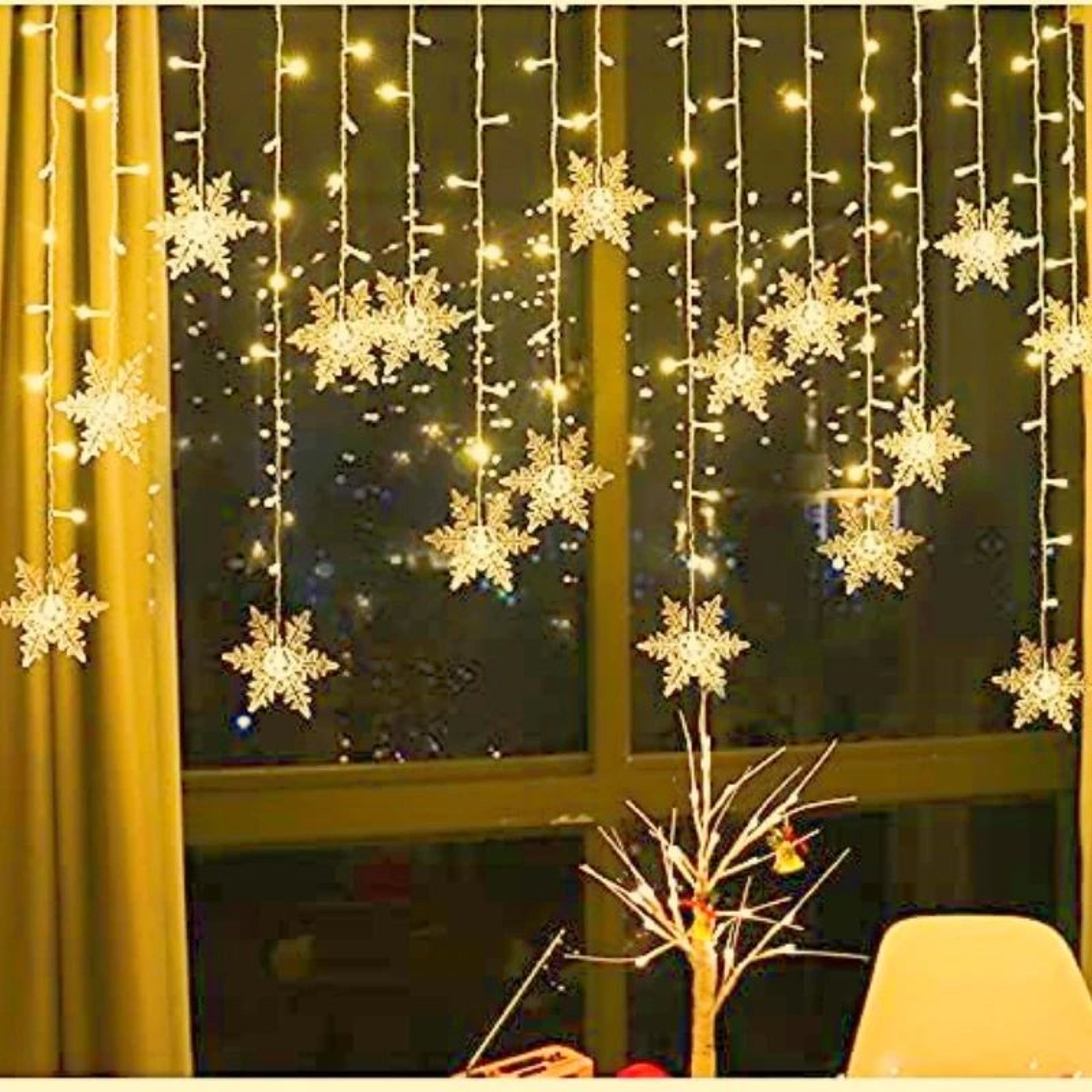 LED Snowflake Curtain String Lights  Festive 220V Hanging Christmas Lights For Windows Eaves Weddin 1